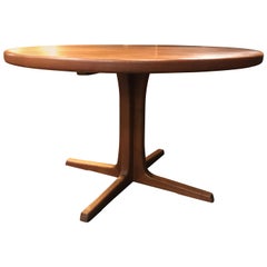 Danish Double Extending Midcentury Pedestal Dining Table by Rosengaarden