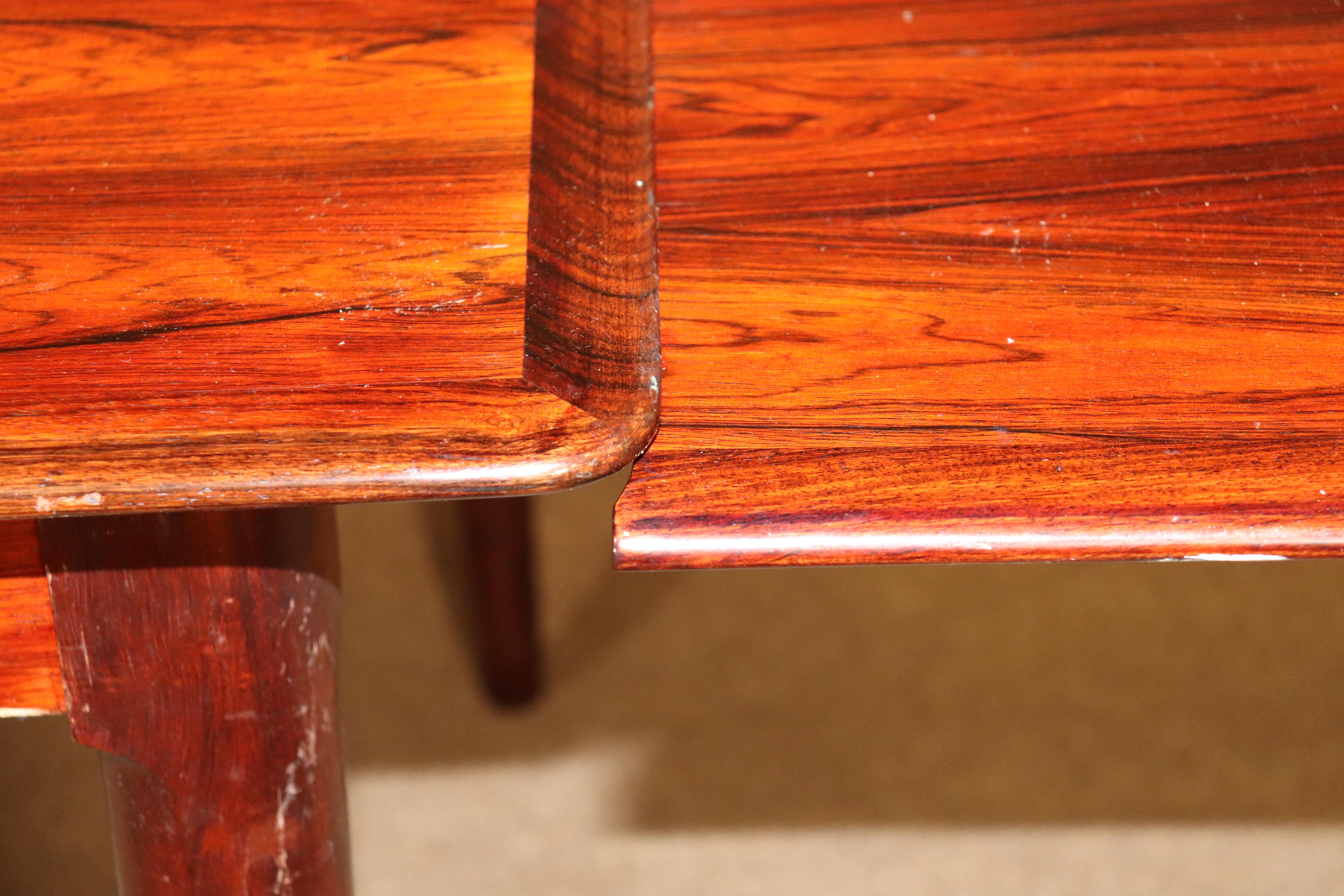 Rosewood Danish Draw Leaf Dining Table For Sale