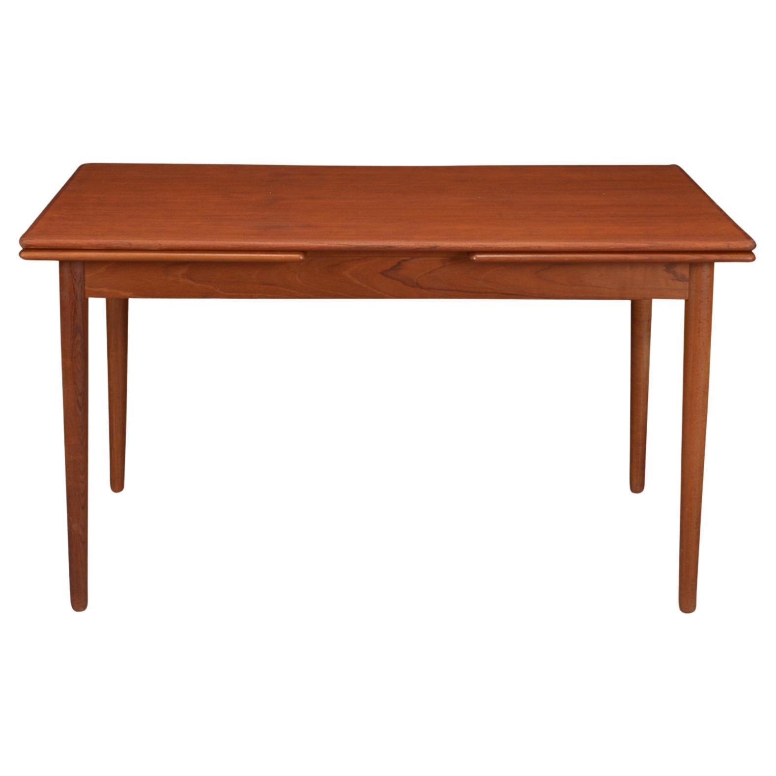 Danish Draw Leaf Dining Table in Teak For Sale