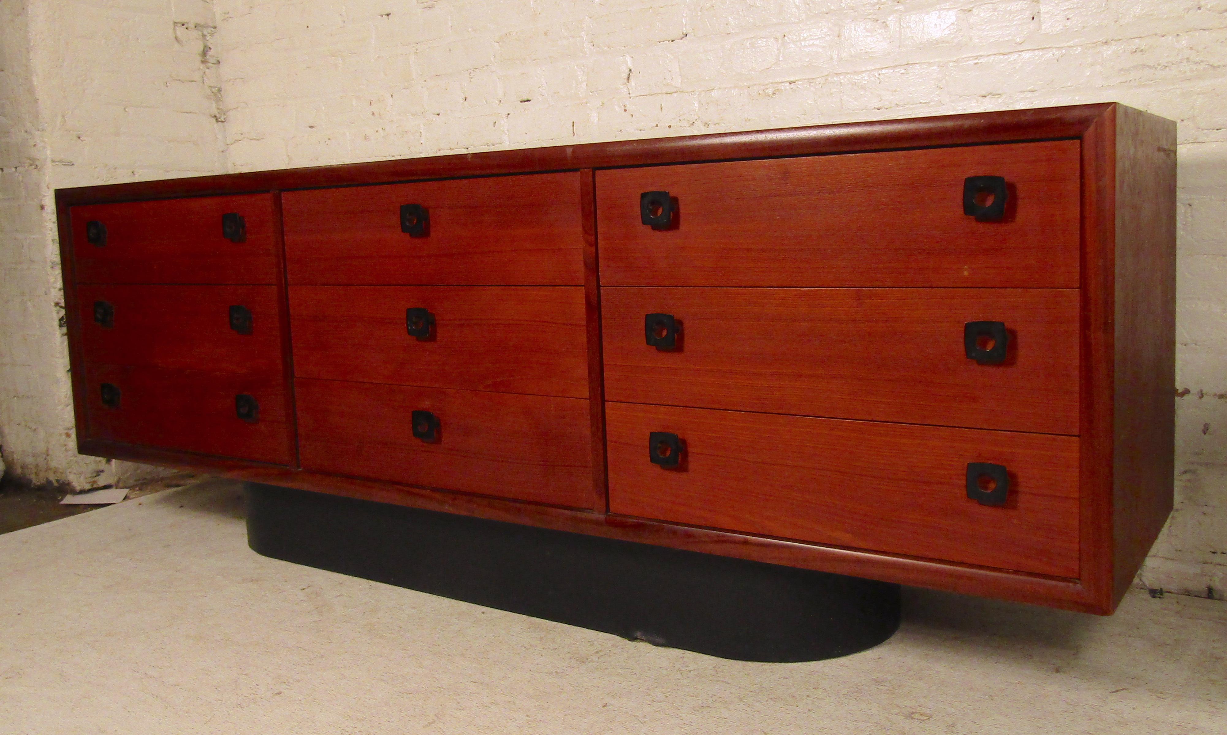 Danish Dresser with Leatherette Base In Good Condition In Brooklyn, NY