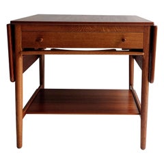 Danish Drop Leaf Sewing Table in Teak 1950s, Hans Wegner Andreas Tuck At33
