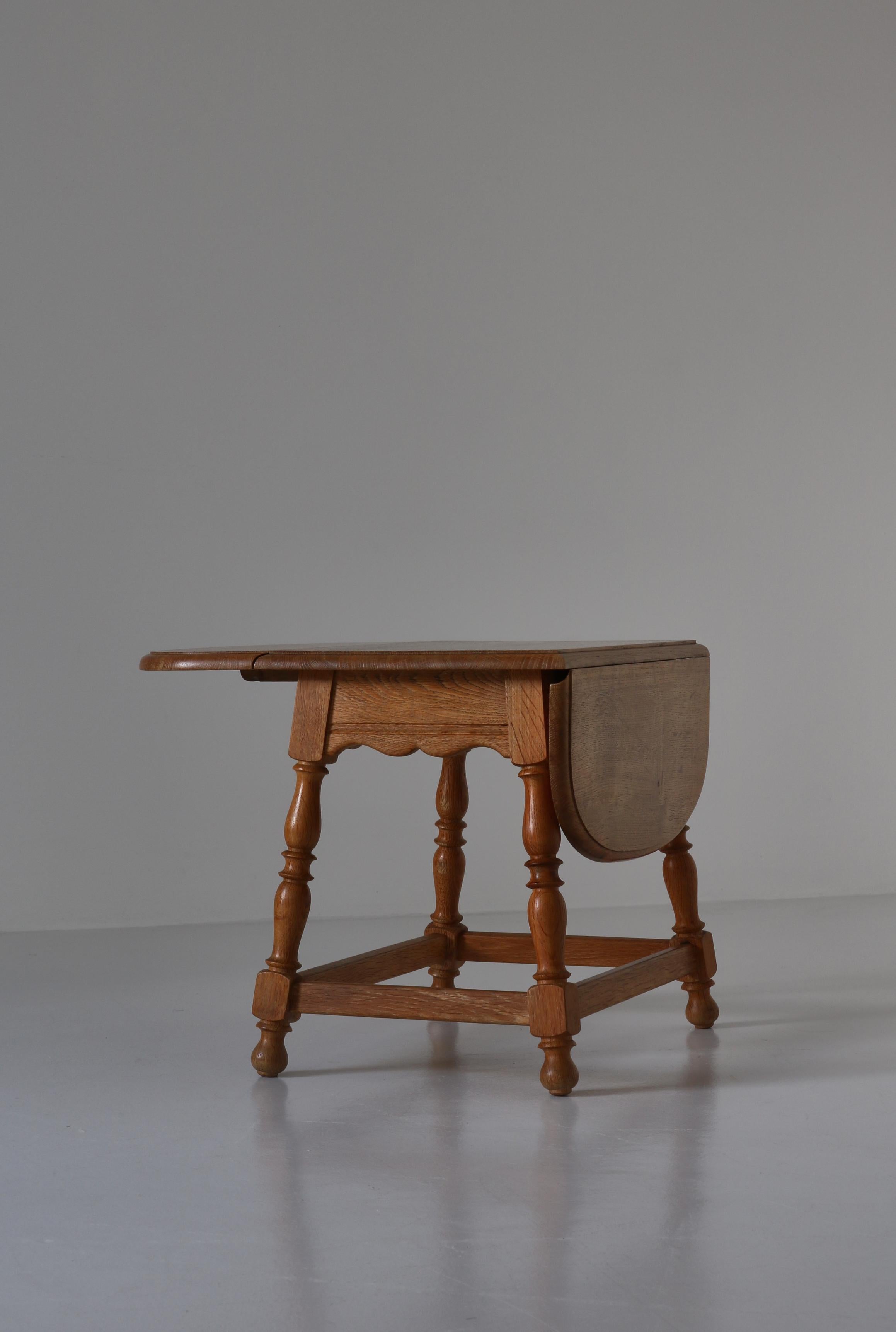 Danish Drop-Leaf Table in Quartersawn Oak by Henry Kjærnulf, 1960s 7