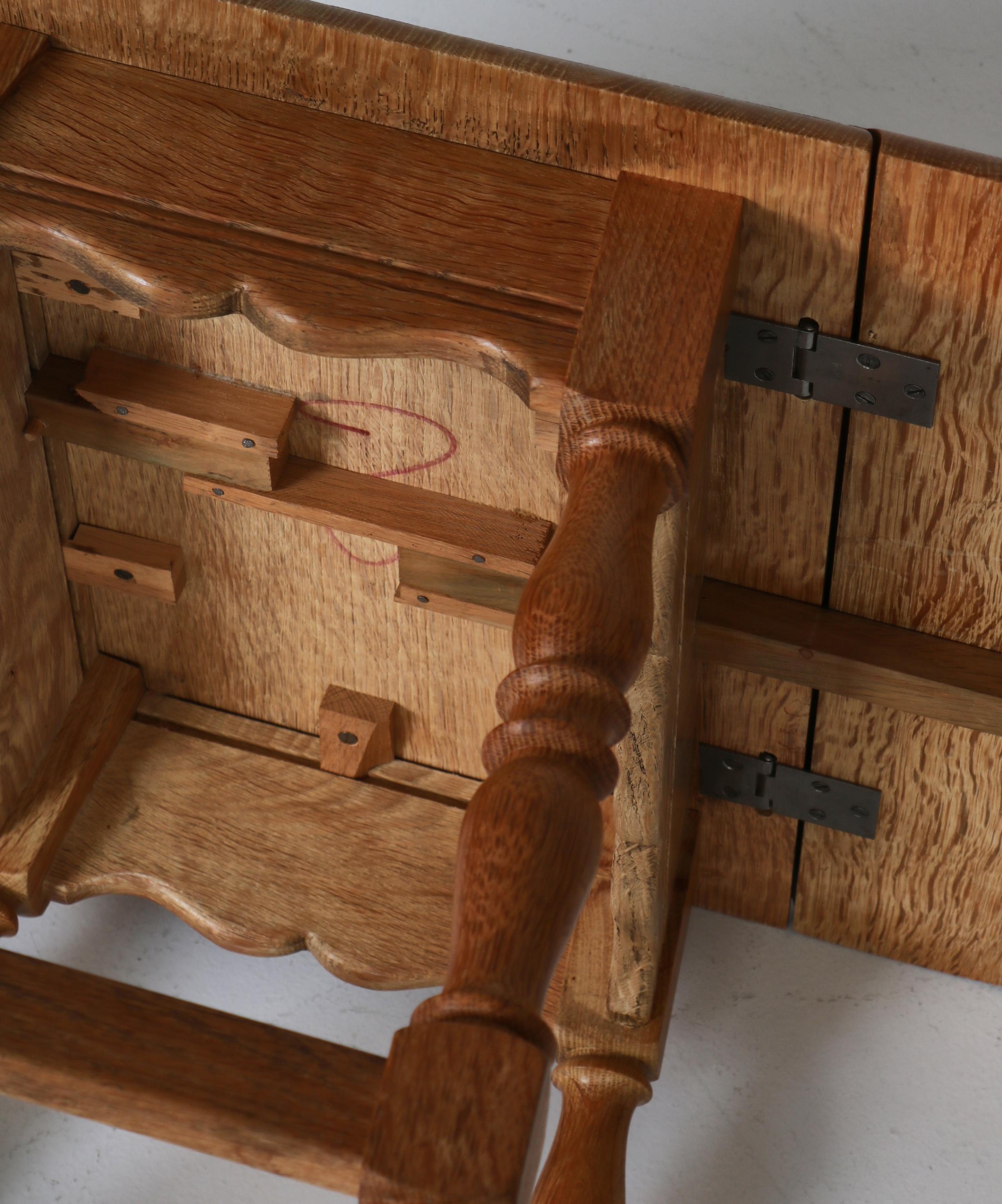 Danish Drop-Leaf Table in Quartersawn Oak by Henry Kjærnulf, 1960s For Sale 13