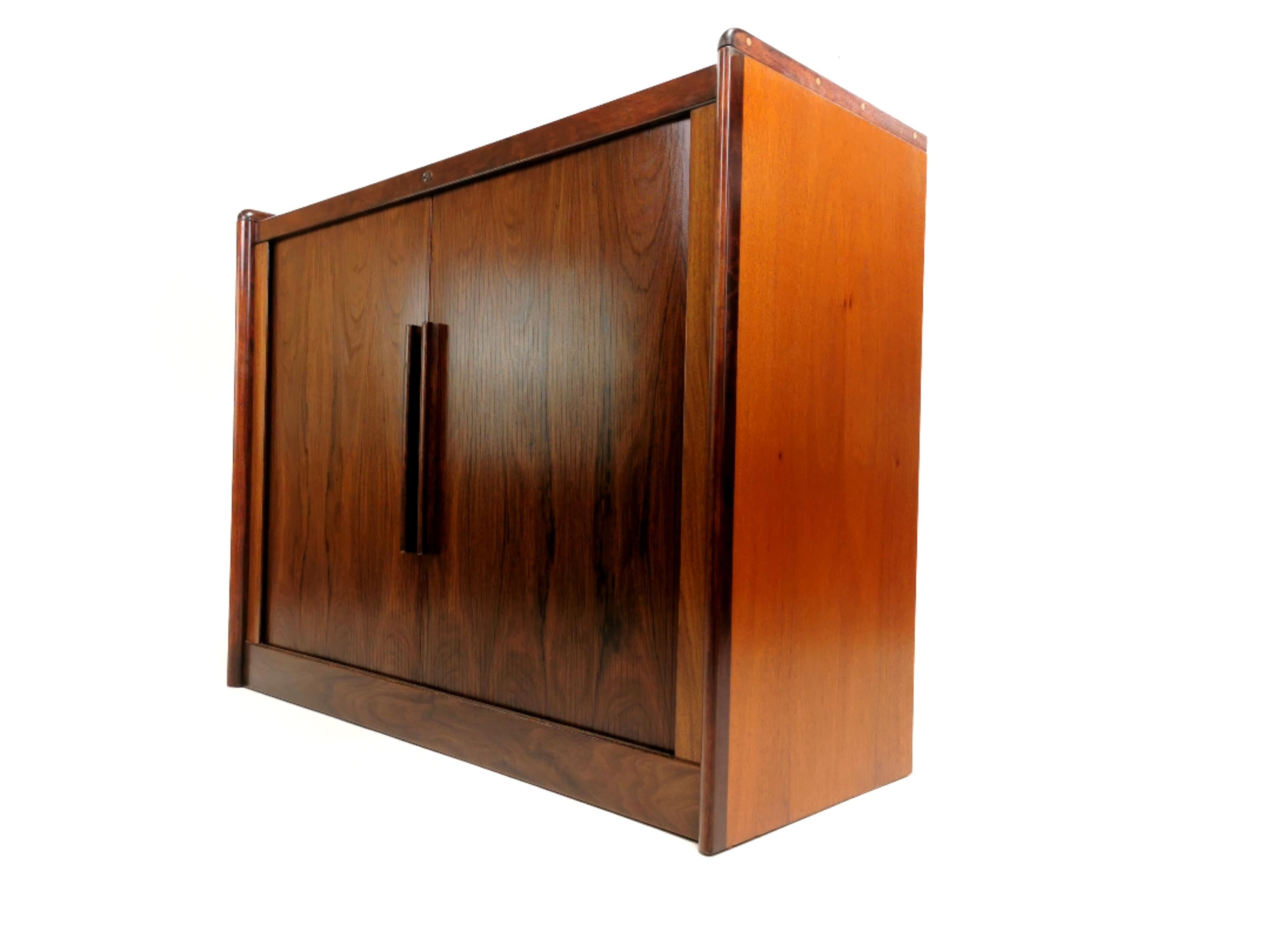 Mid-Century Modern Danish Dyrlund Rosewood Tambour Sideboard Cabinet