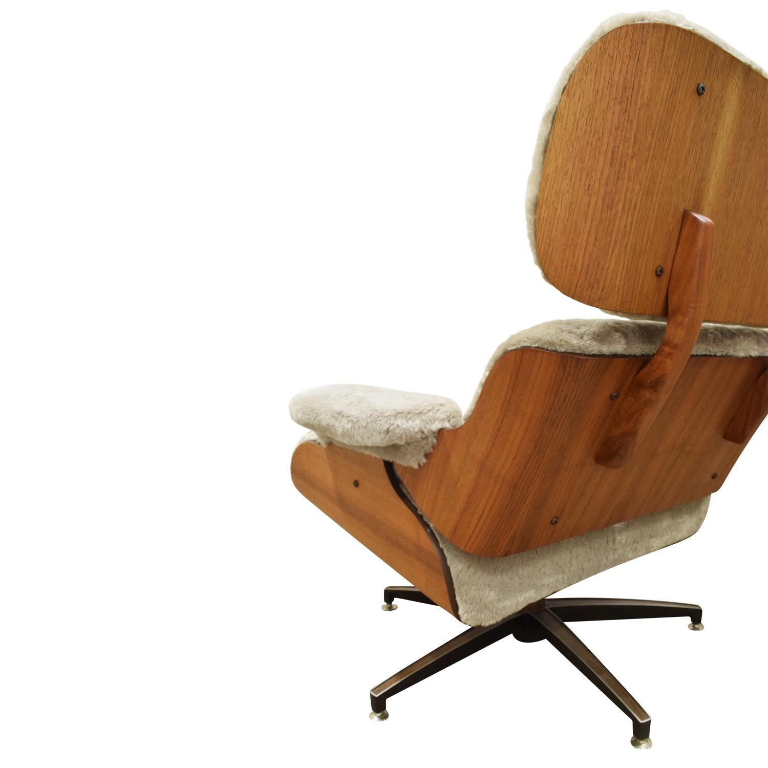 Late 20th Century Danish Eames Style Chair and Ottoman, 1970s