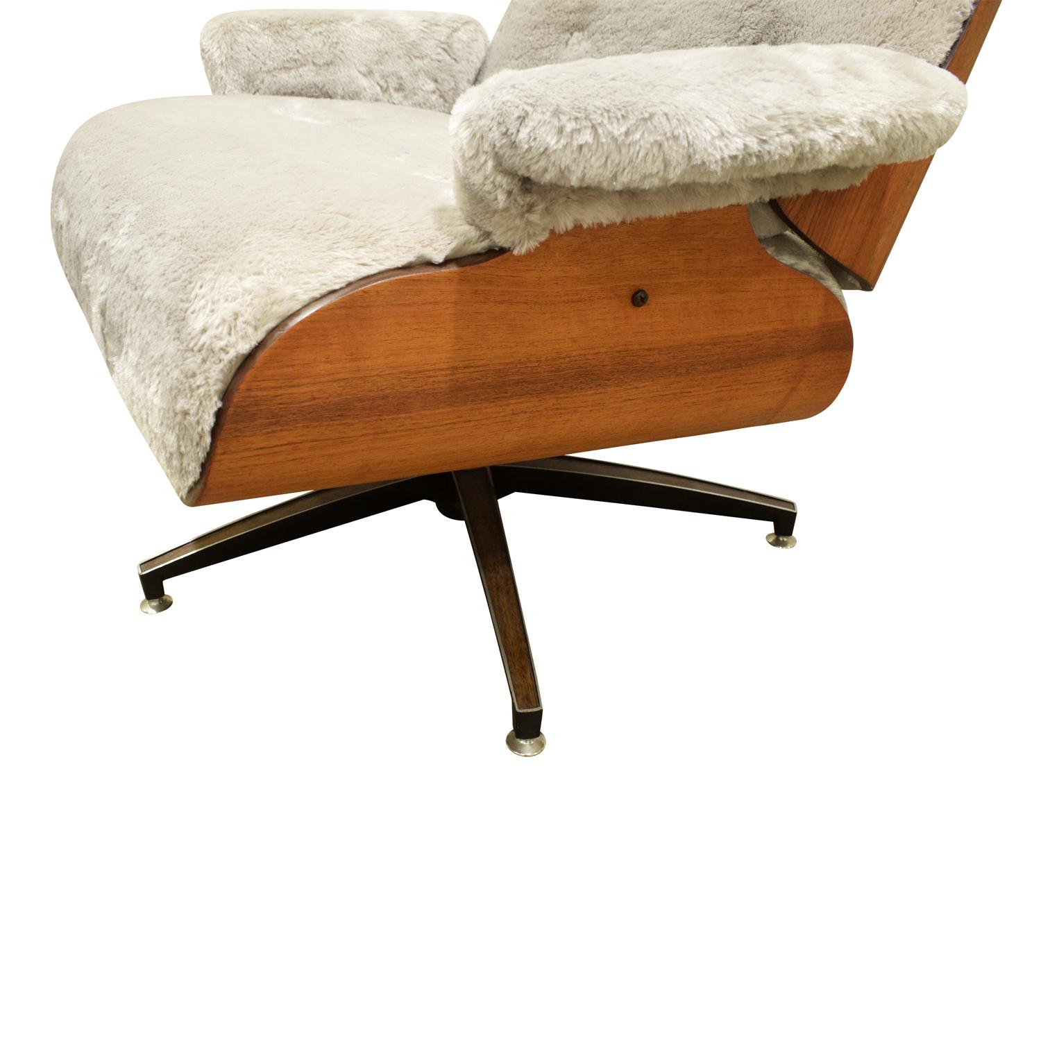 Danish Eames Style Chair and Ottoman, 1970s 2