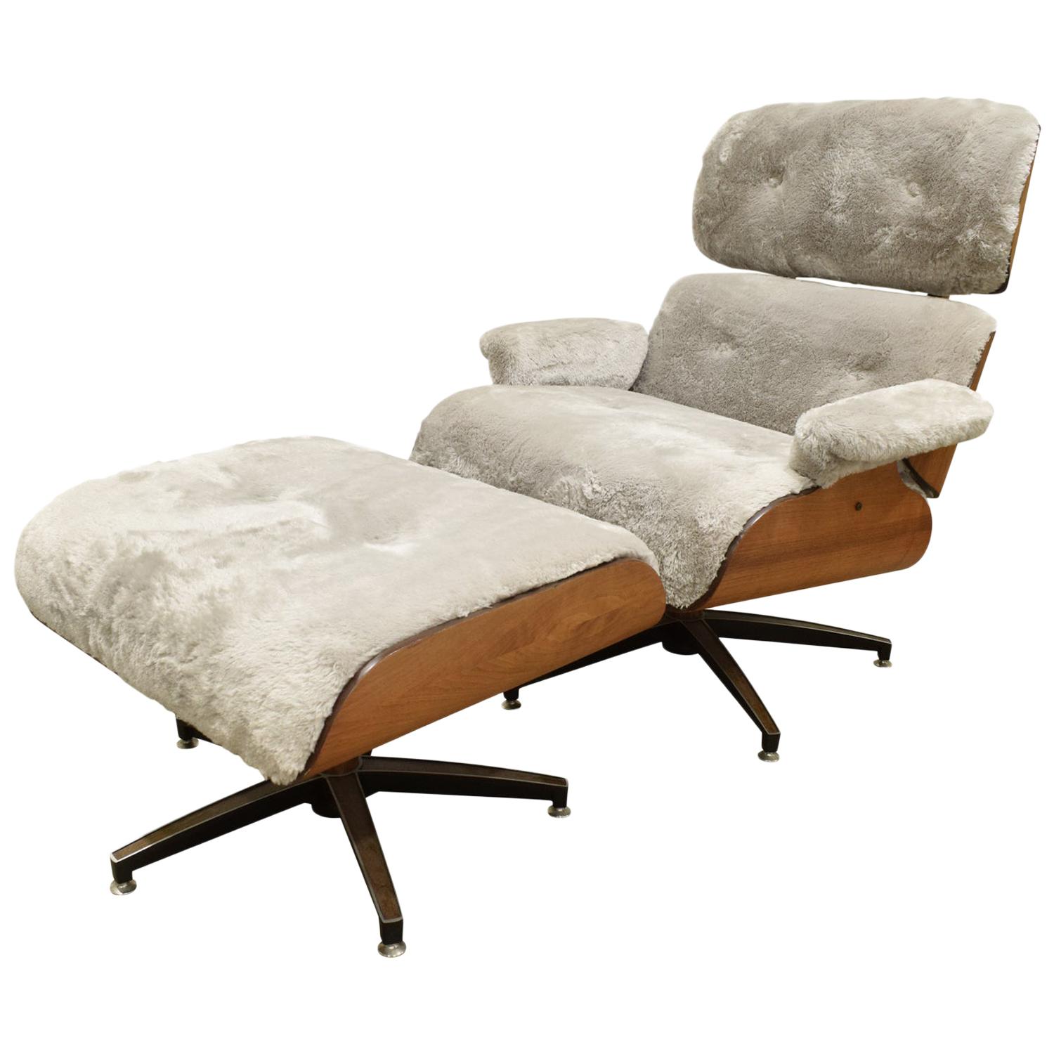 Danish Eames Style Chair and Ottoman, 1970s