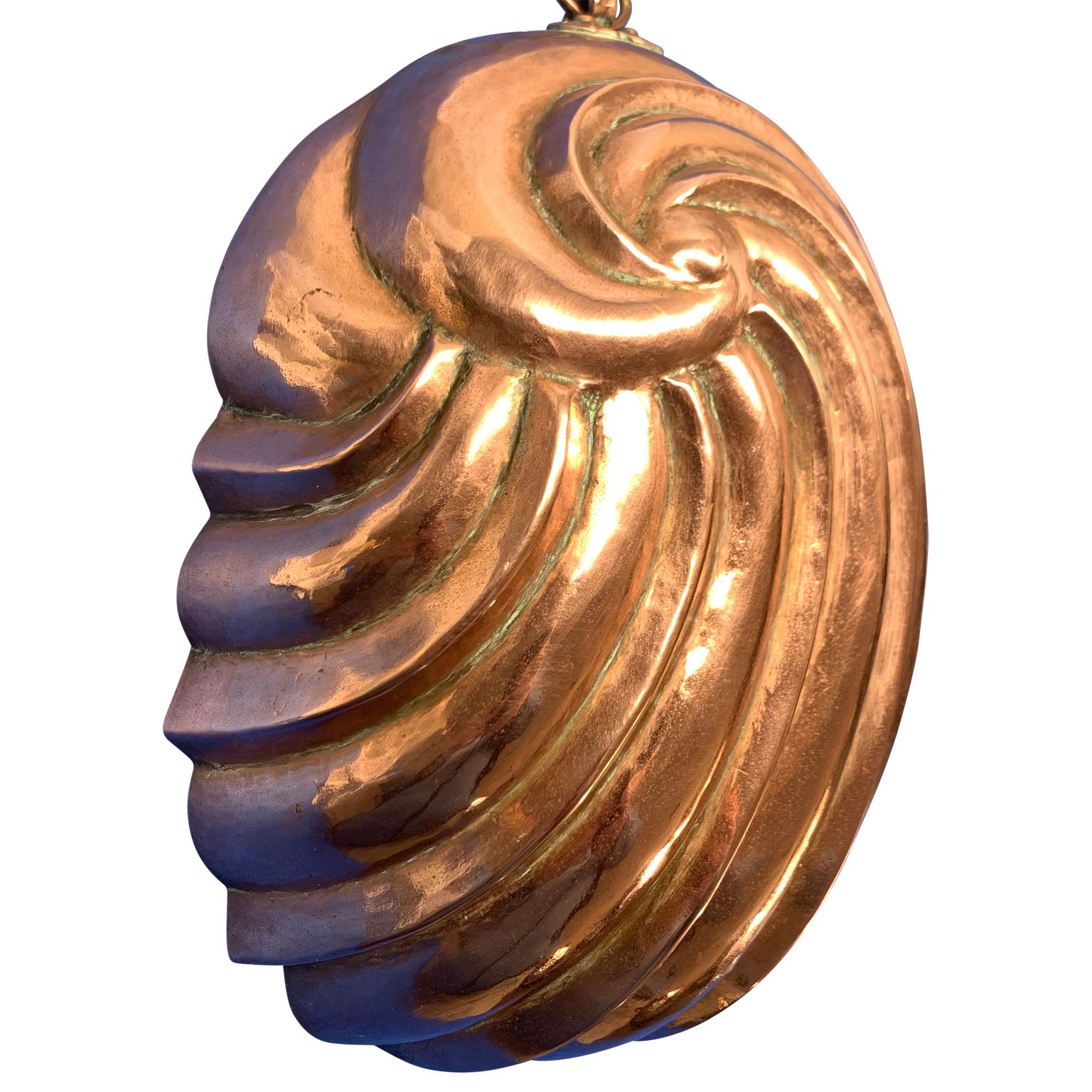 Danish early 19th century copper form or dish in the shape of a conch.