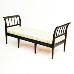 Danish Early 19th Century Empire Bench / Daybed, Black Painted Wood