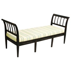 Danish Early 19th Century Empire Bench / Daybed, Black Painted Wood