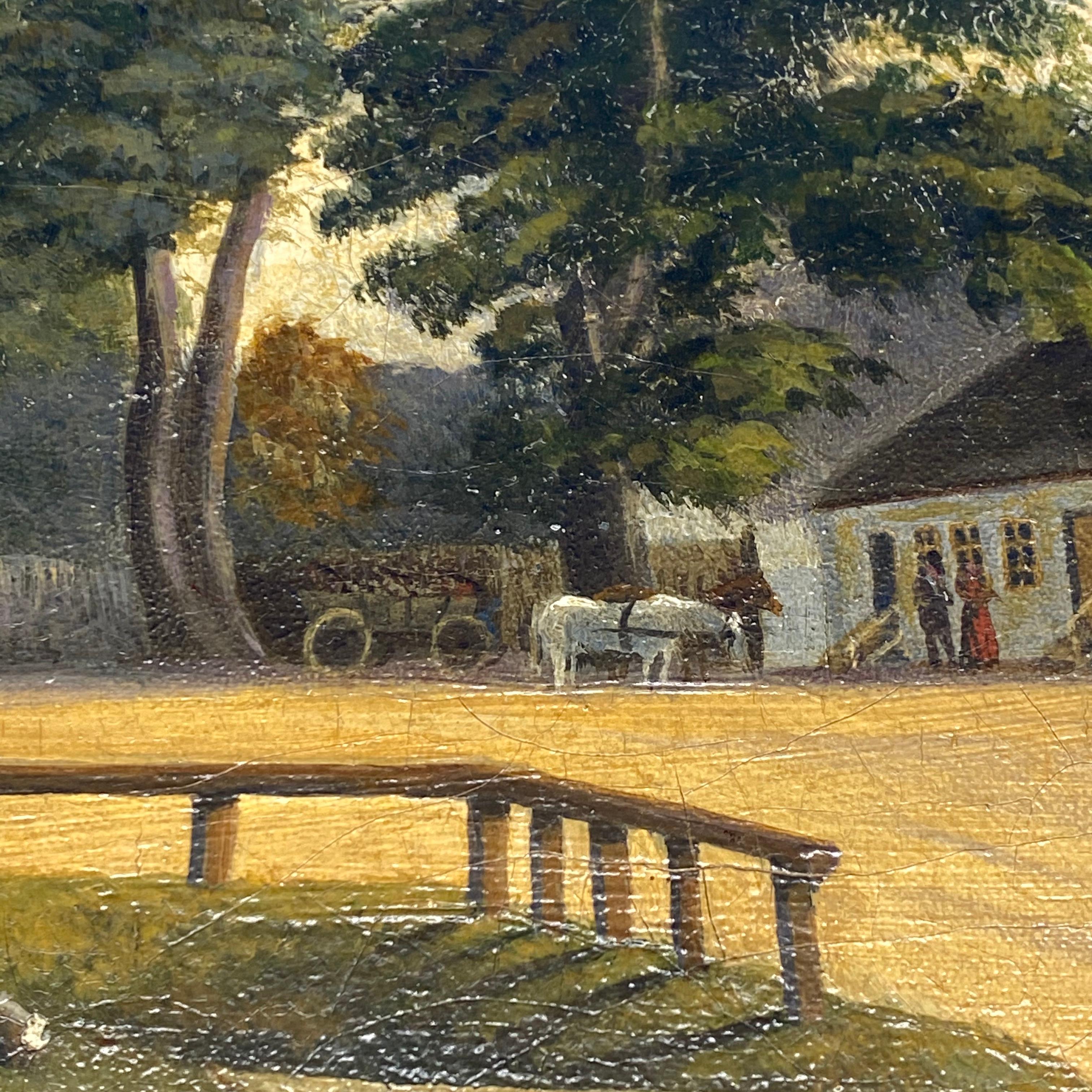 Peinture à l'huile danoise du début du 19ème siècle représentant une maison de ferme en vente 4