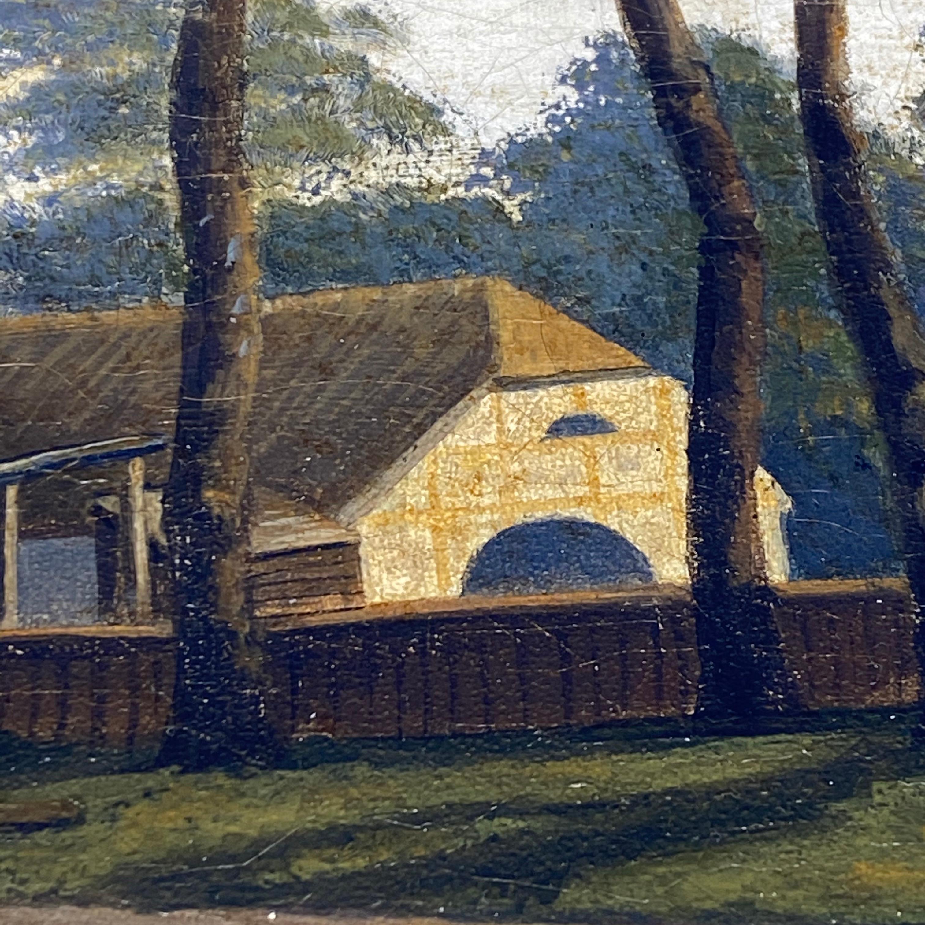 Peinture à l'huile danoise du début du 19ème siècle représentant une maison de ferme en vente 11