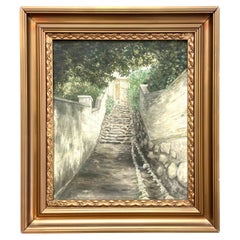 Dipinto a olio antico danese dei primi del Novecento con motivo di Holbæk 1922