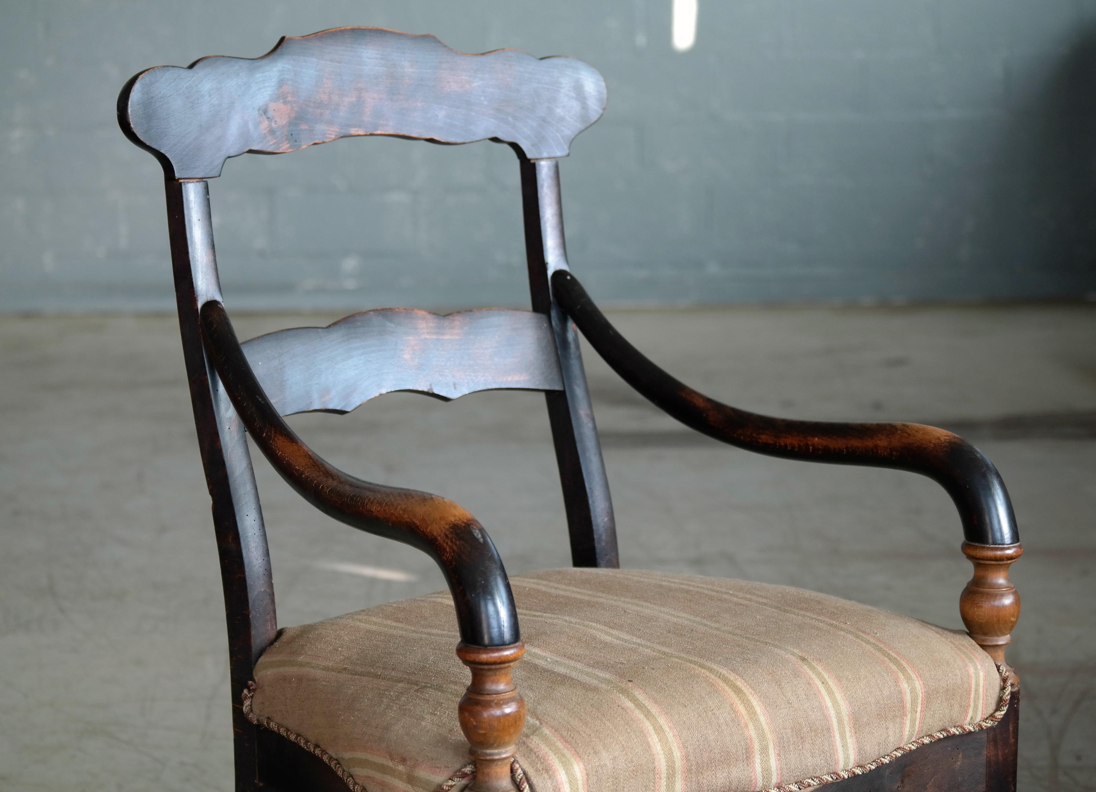 Danish Early 20th Century Country Style Armchairs in Stained Oak 1