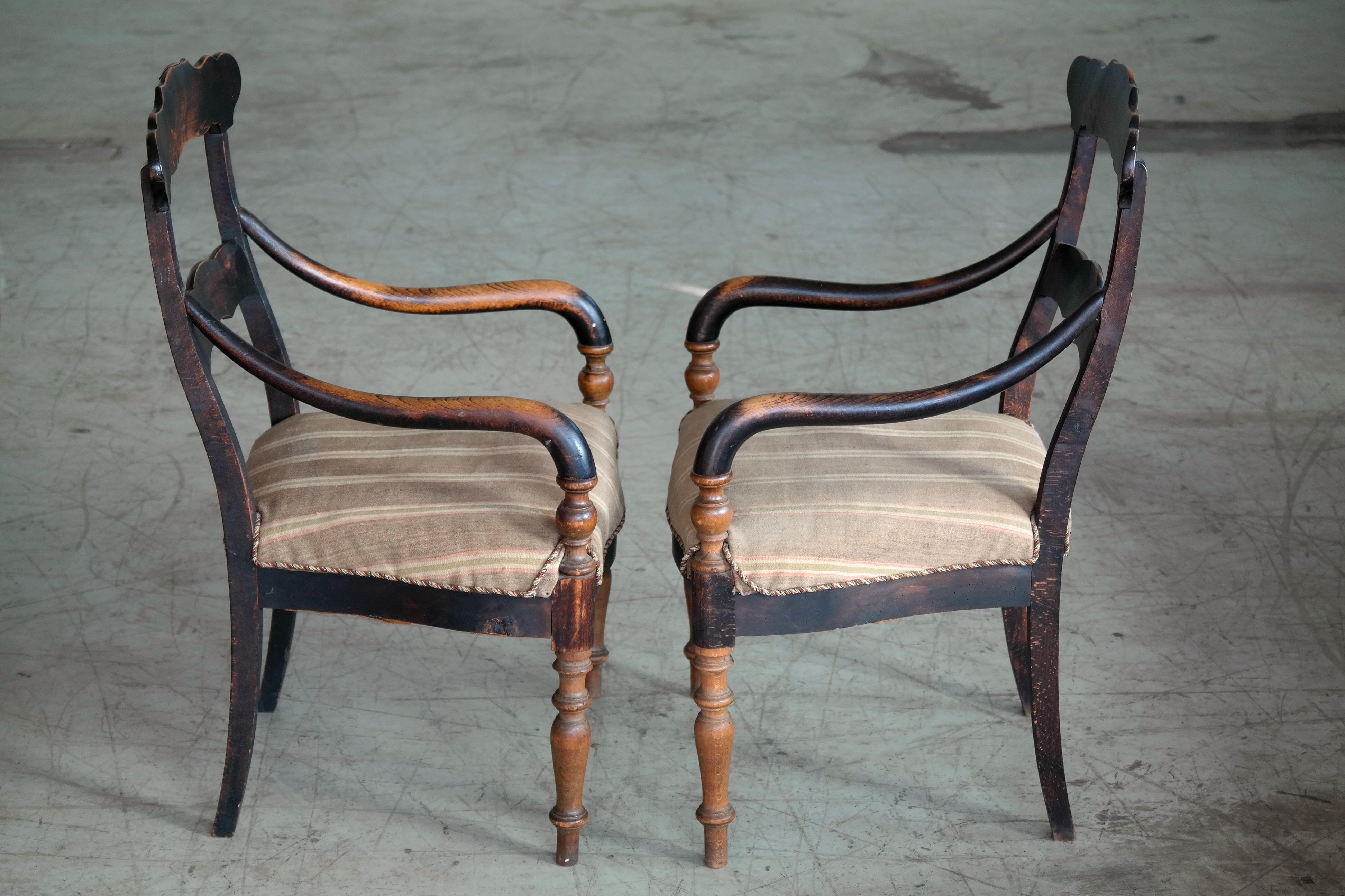 Danish Early 20th Century Country Style Armchairs in Stained Oak 4