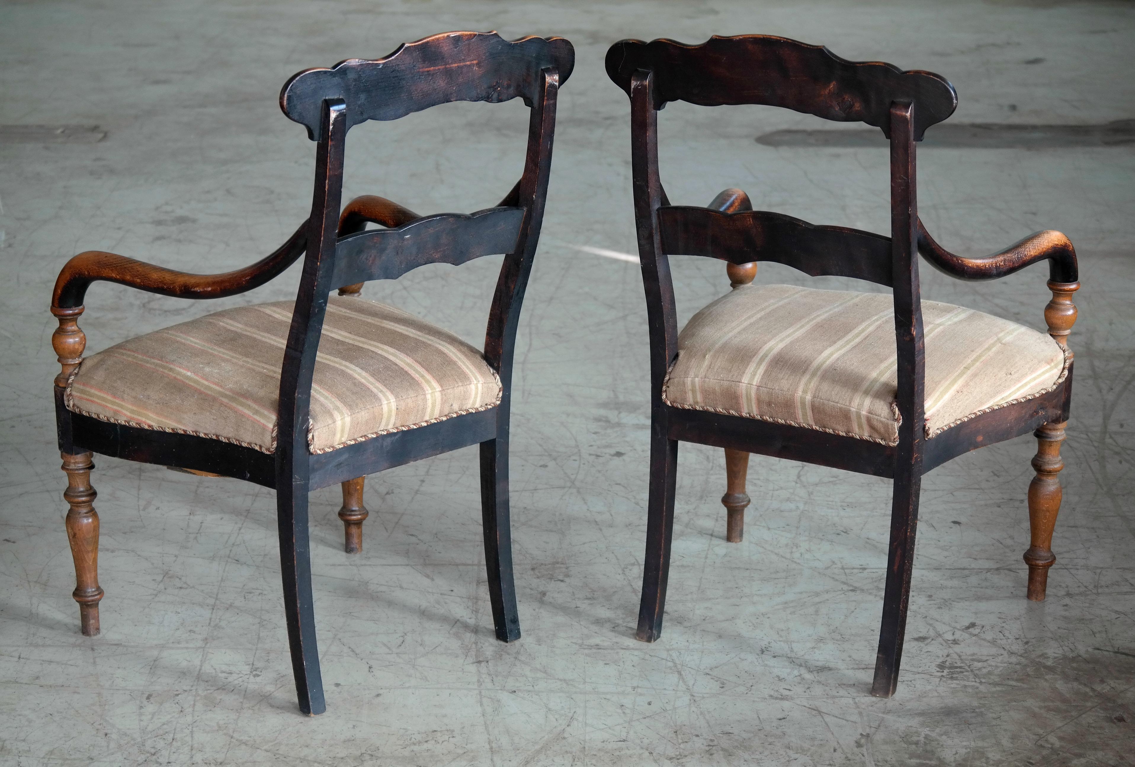 Danish Early 20th Century Country Style Armchairs in Stained Oak 6