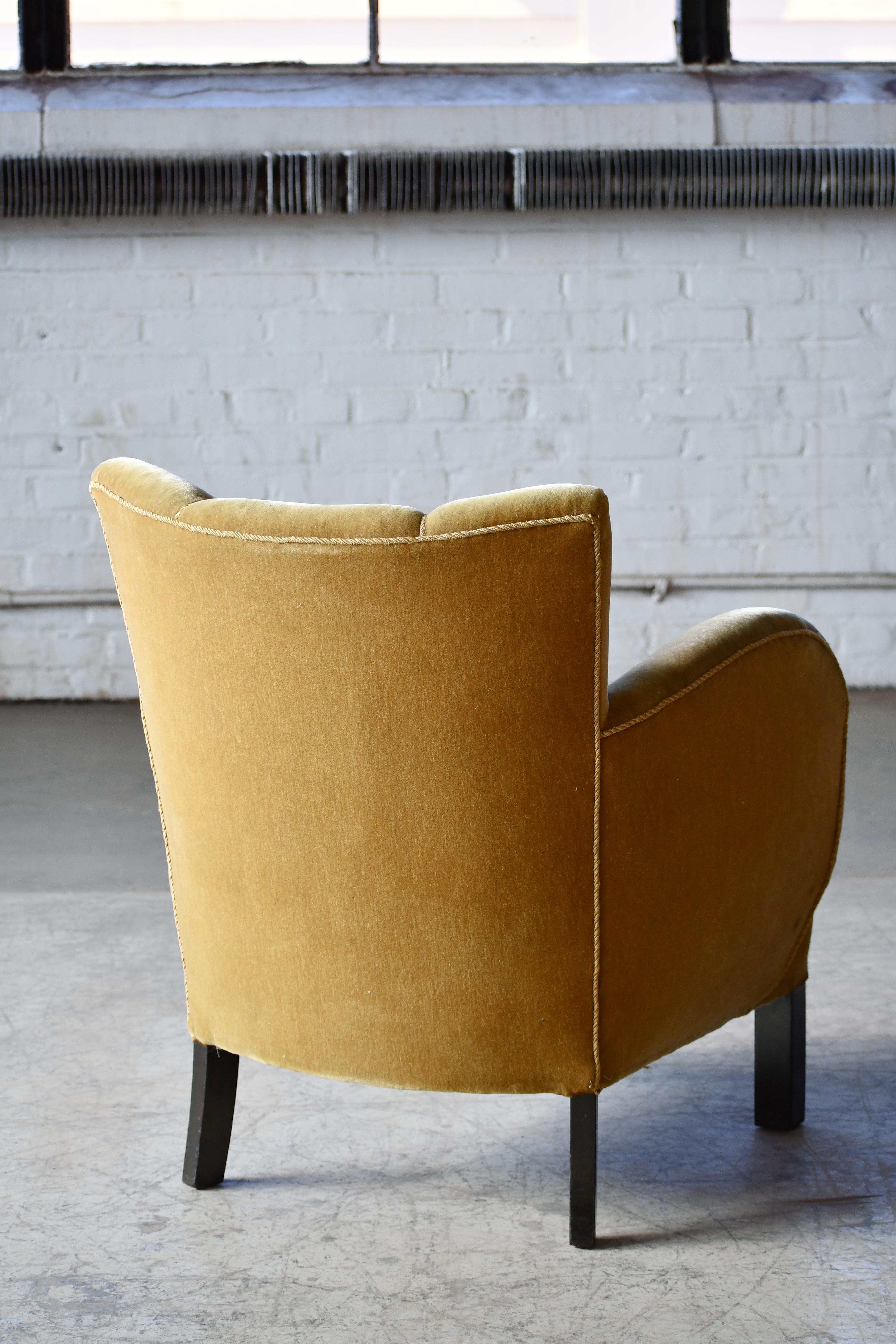 Mohair Danish Early Midcentury or Art Deco Low Lounge Chair 1930-40s (pair available) For Sale