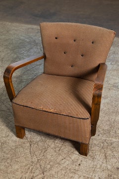Danish Early Midcentury or Art Deco Low Lounge Chair in Mahogany, 1940s