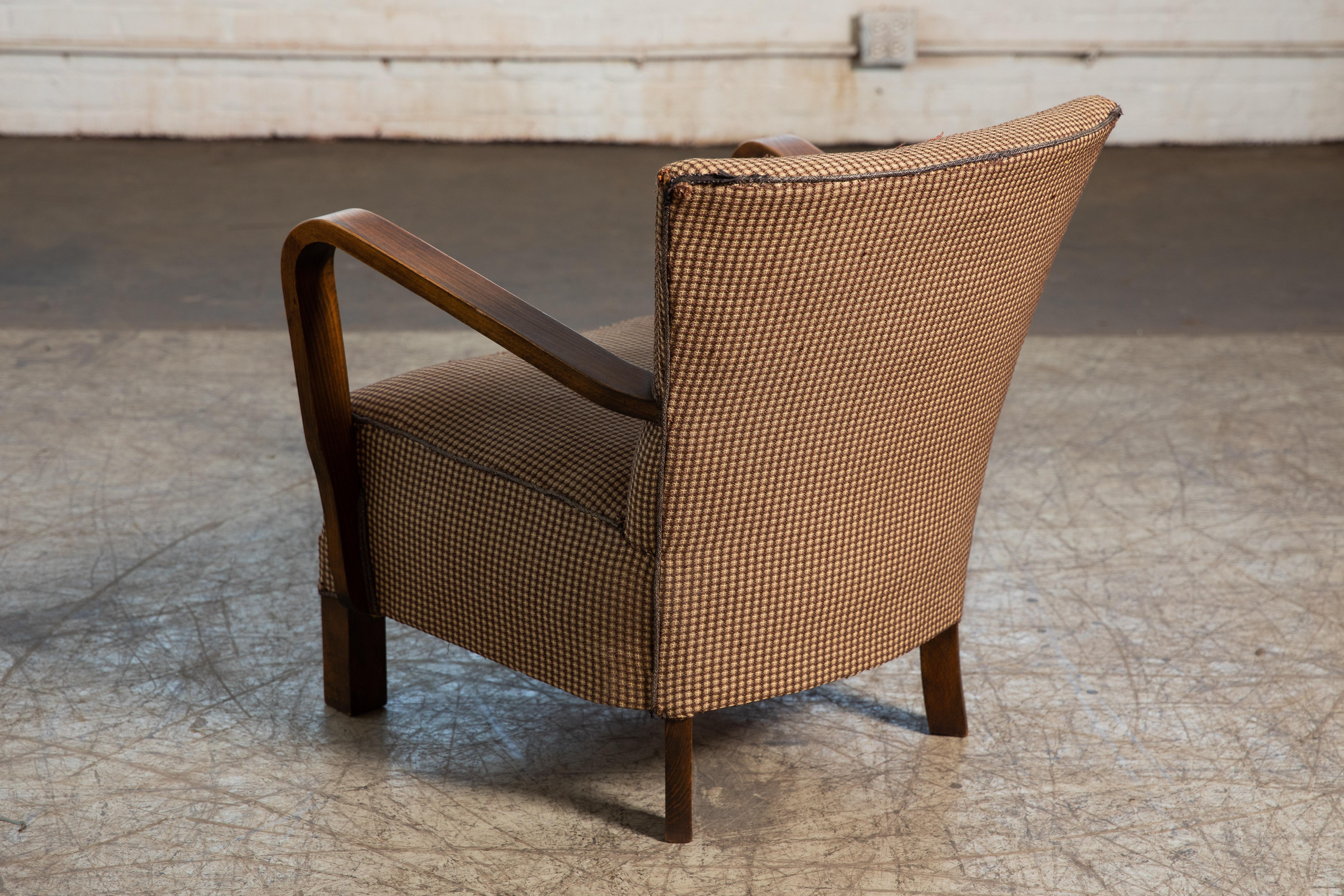 Danish Early Midcentury or Art Deco Low Lounge Chair in Mahogany, 1940s 1