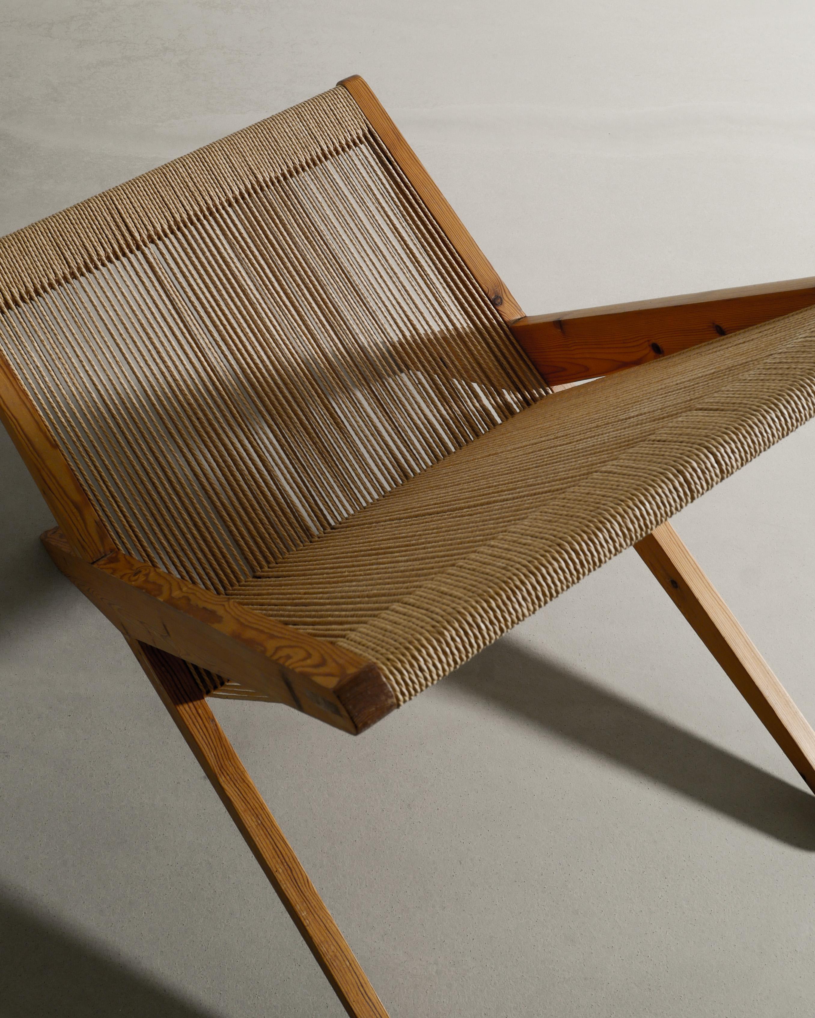 Danish Easy Armchair in Pine and Flagline in style of Poul Kjaerholm, 1960s  For Sale 1