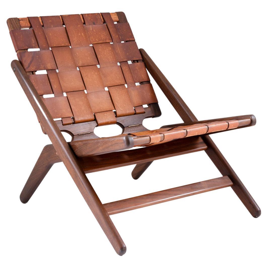 Danish Easy Chair by Arne Hovmand-Olsen in Leather and Walnut