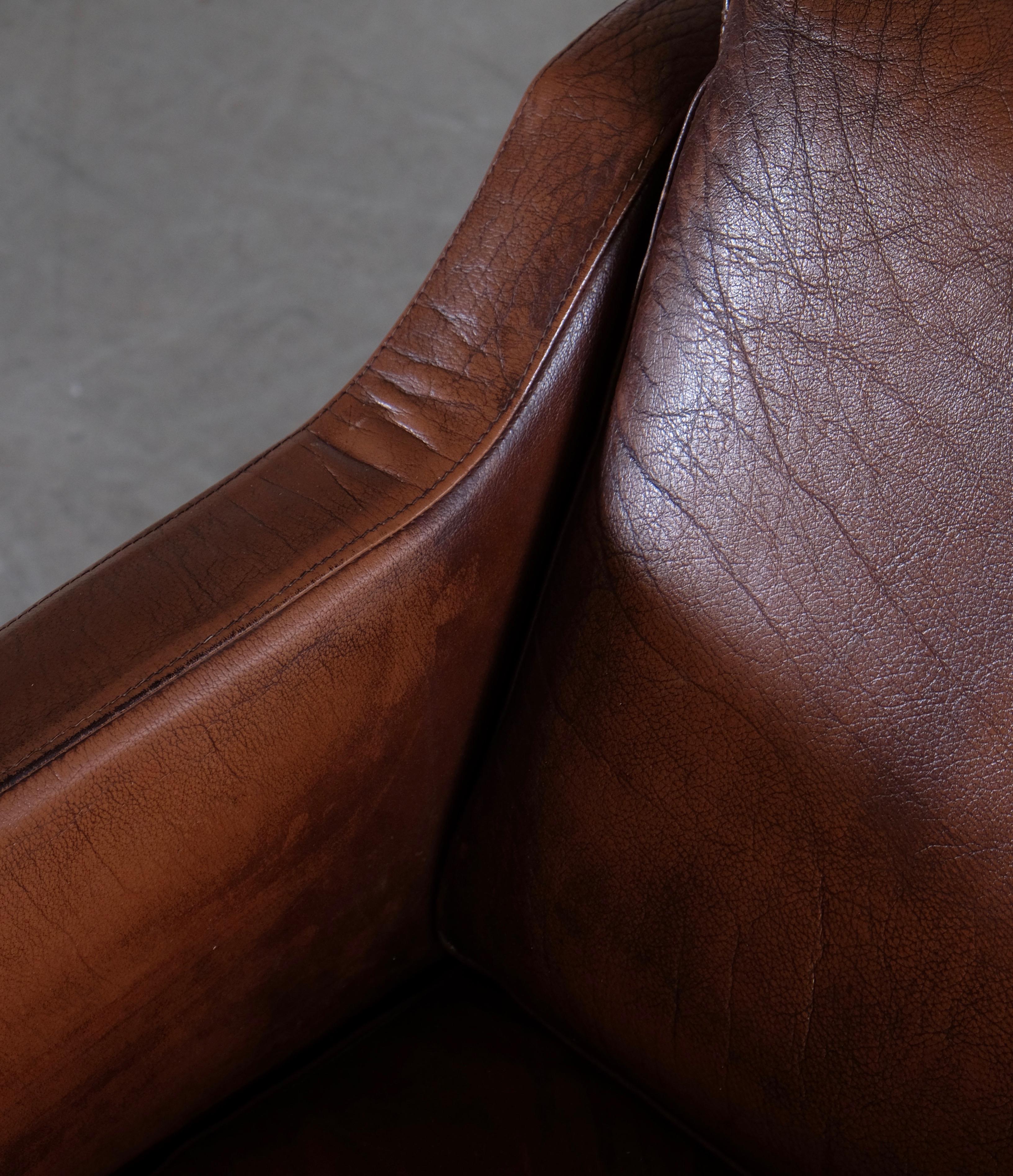 Leather Danish Easy Chair by Henning Jensen Møbler, 1970s
