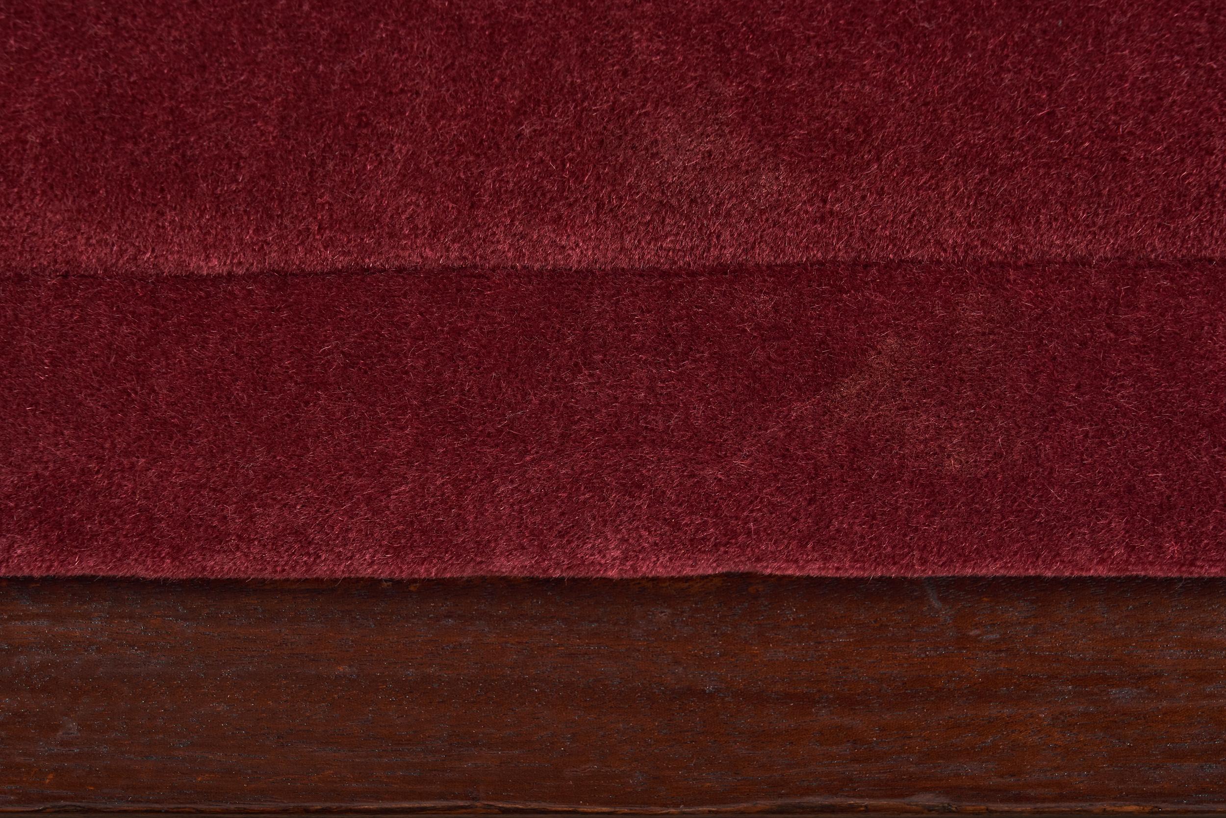 Danish Easy Chair in Dark Red Mohair and  Stained Beech Frame, Denmark ca 1940s For Sale 10
