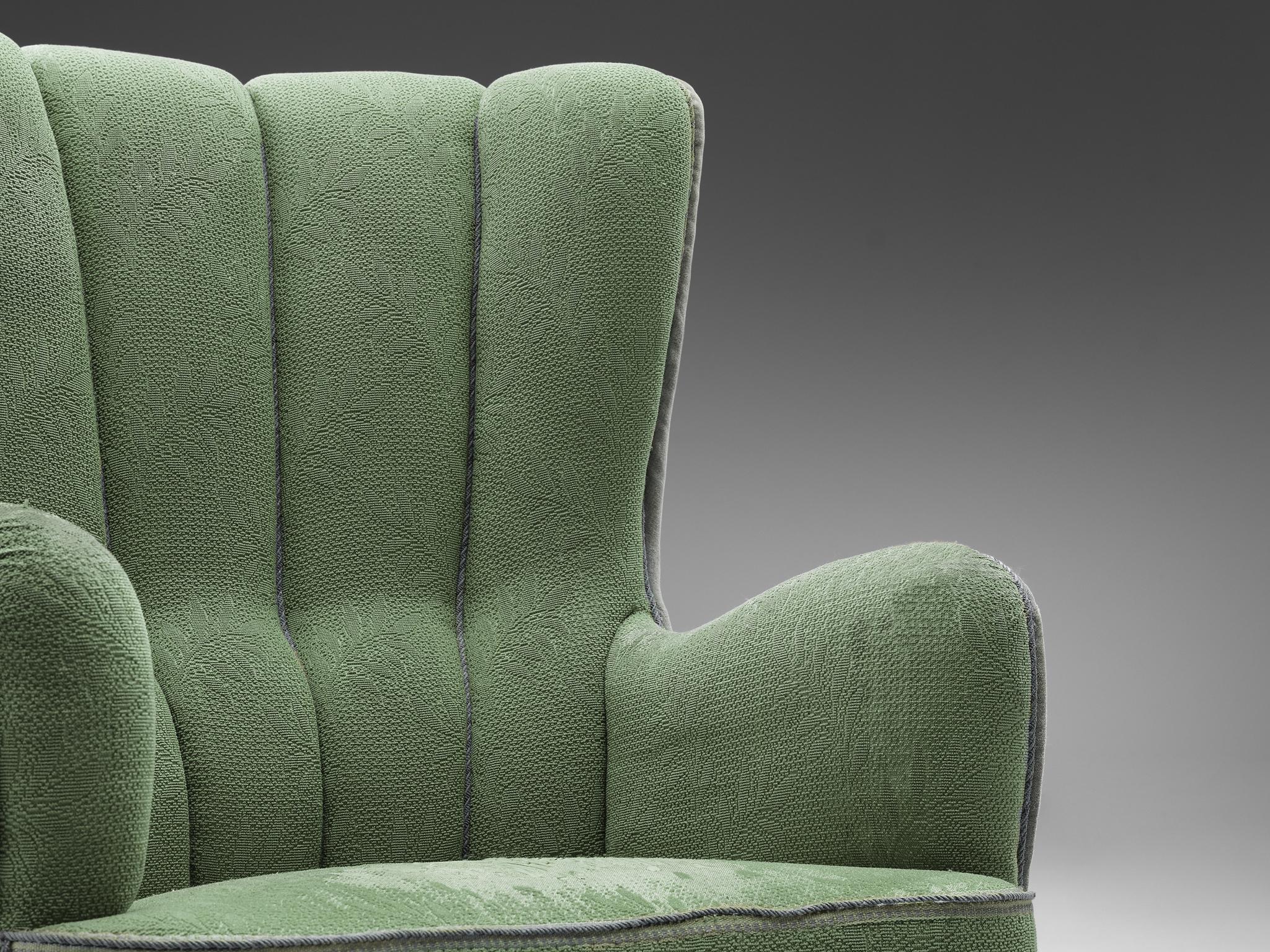 Art Deco Danish Easy Chair in Green Upholstery For Sale