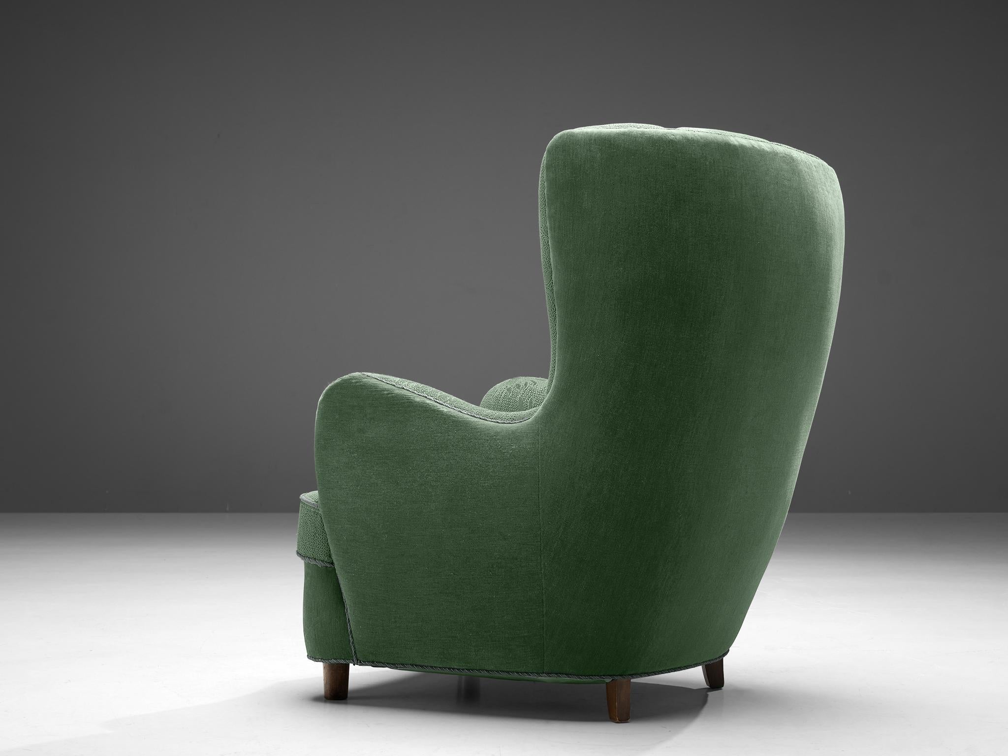 Mid-20th Century Danish Easy Chair in Green Upholstery For Sale