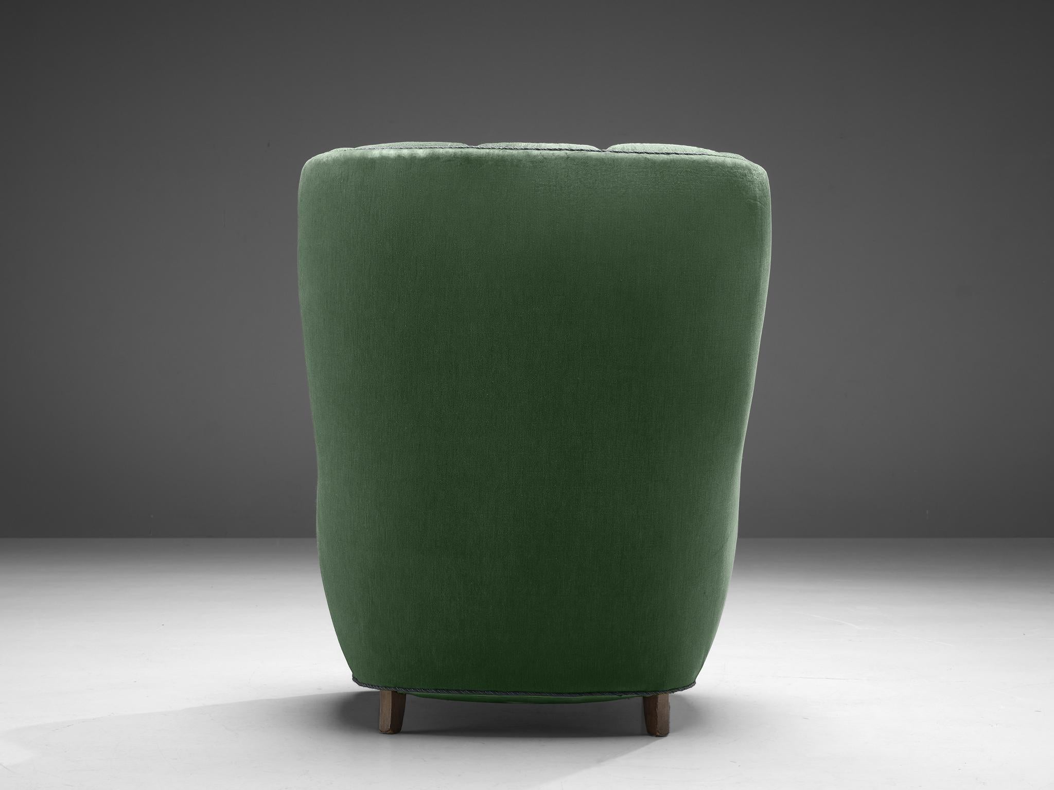 Danish Easy Chair in Green Upholstery For Sale 1