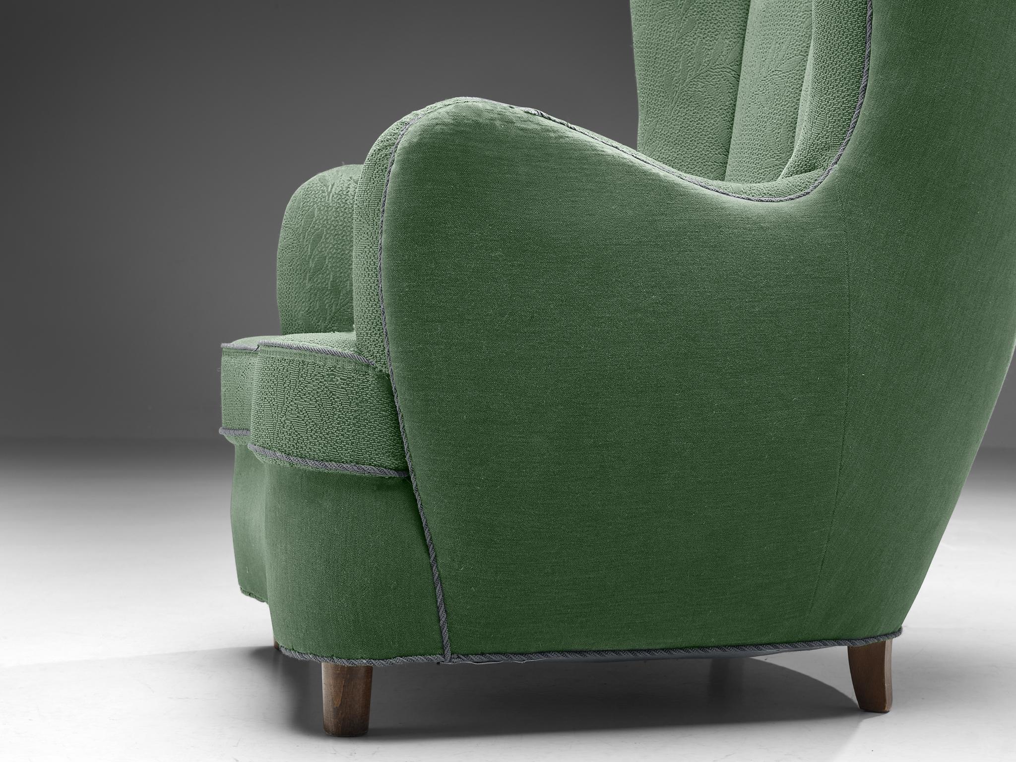 Danish Easy Chair in Green Upholstery For Sale 2