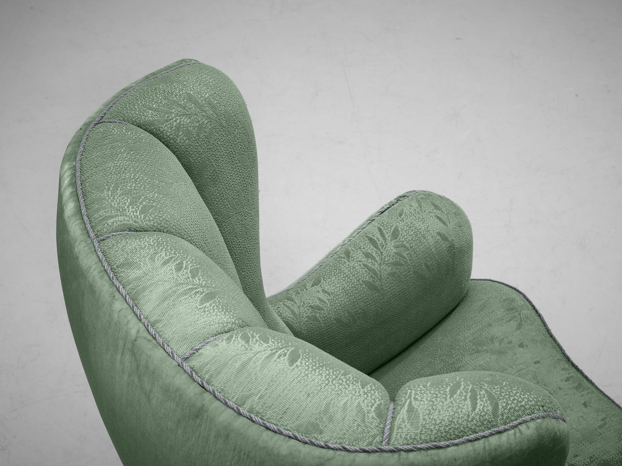 Danish Easy Chair in Green Upholstery For Sale 3
