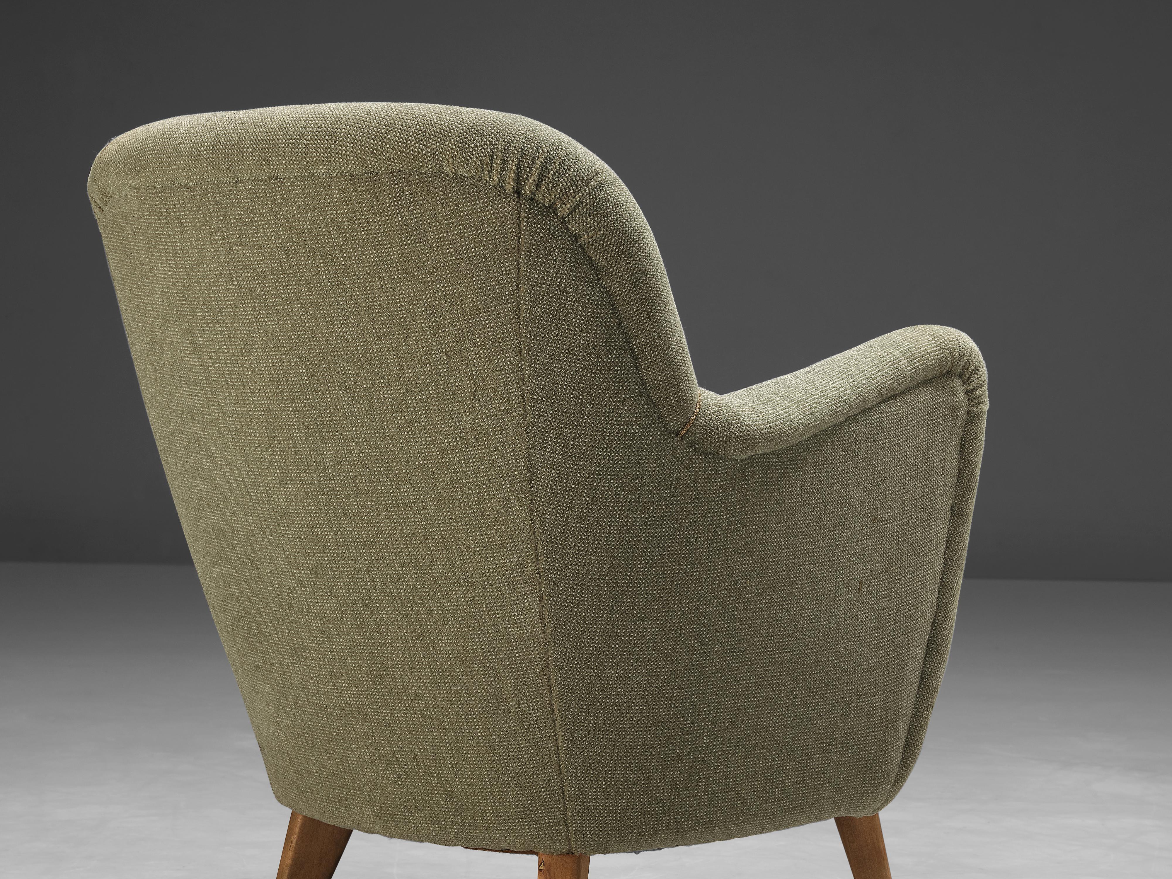 Mid-Century Modern Danish Easy Chair in Light Green Upholstery For Sale