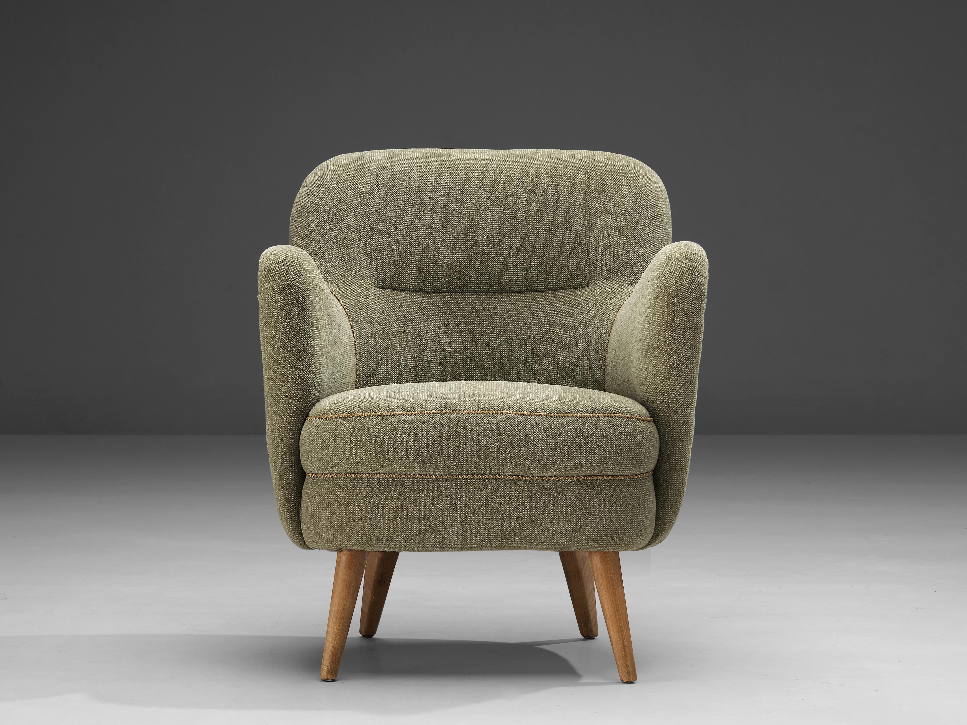 Mid-20th Century Danish Easy Chair in Light Green Upholstery For Sale