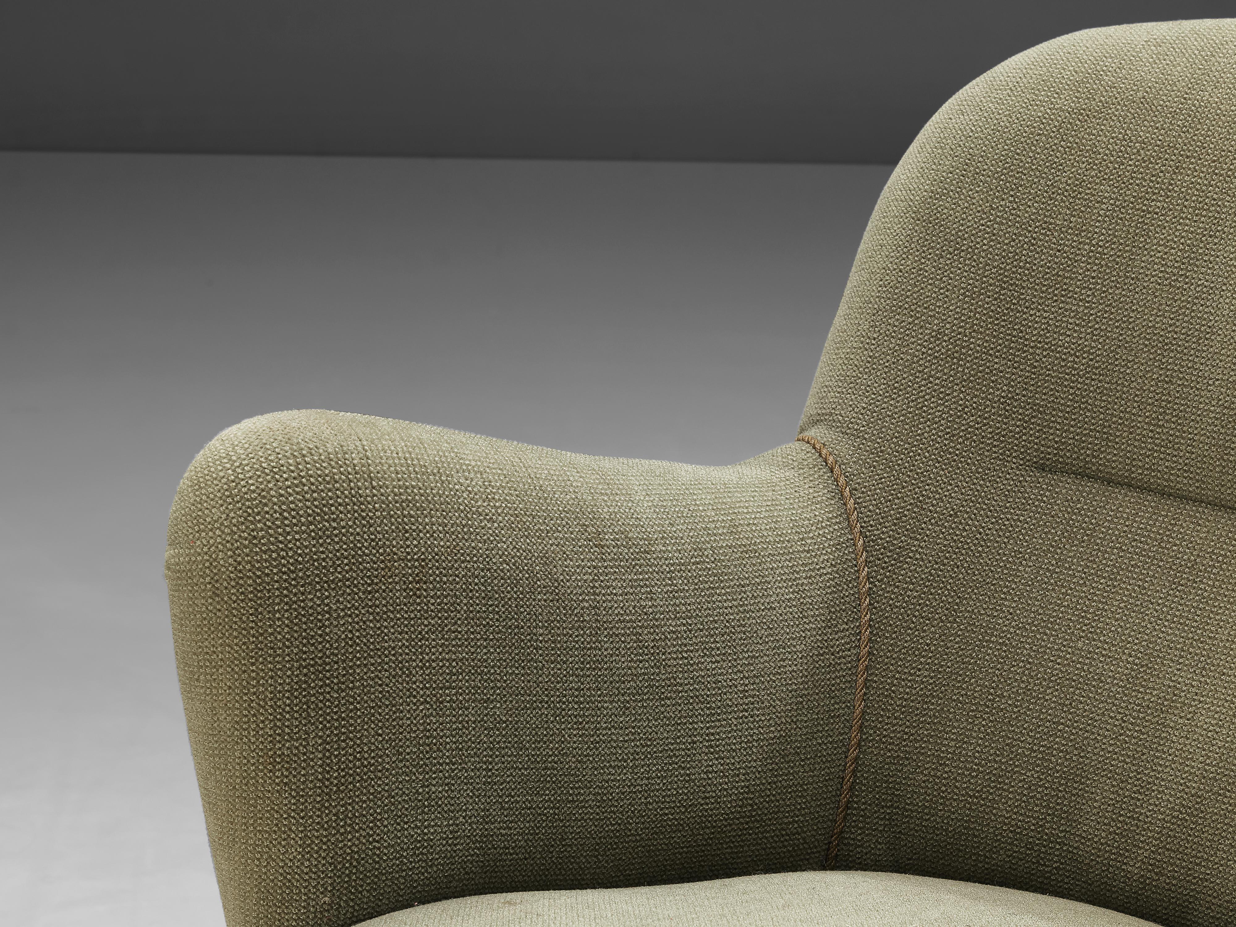 Beech Danish Easy Chair in Light Green Upholstery For Sale