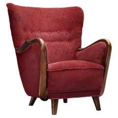 Danish Easy Chair in Red Original Upholstery
