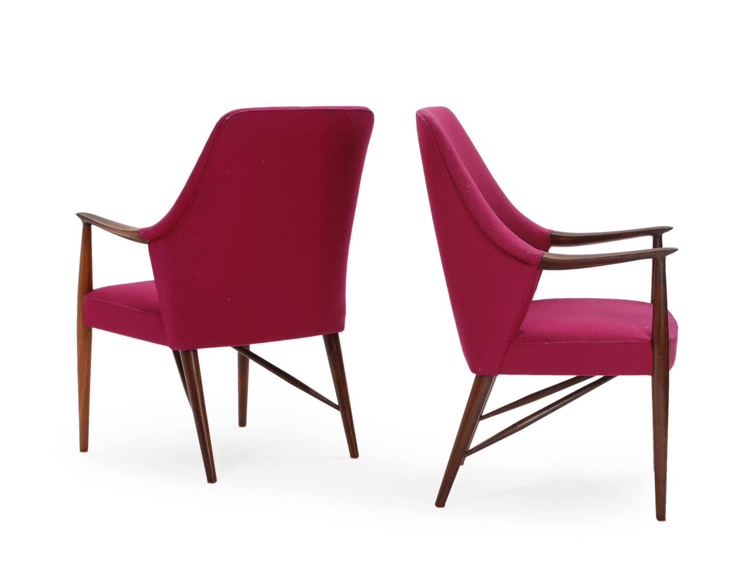 Danish Easy Chair in Rosewood by Hvidt & Mølgaard 1940s Set of 2 In Good Condition For Sale In St-Brais, JU