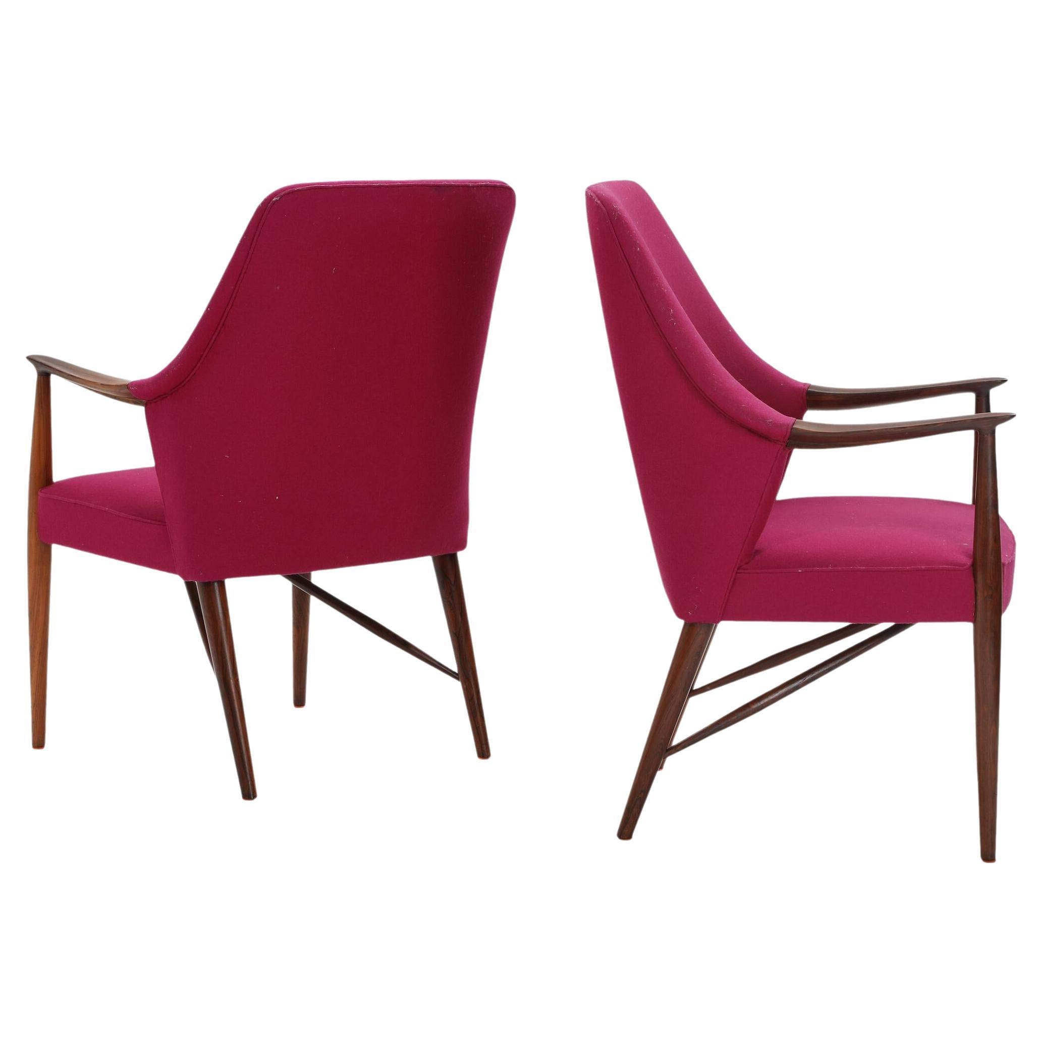 Danish Easy Chair in Rosewood by Hvidt & Mølgaard 1940s Set of 2 For Sale