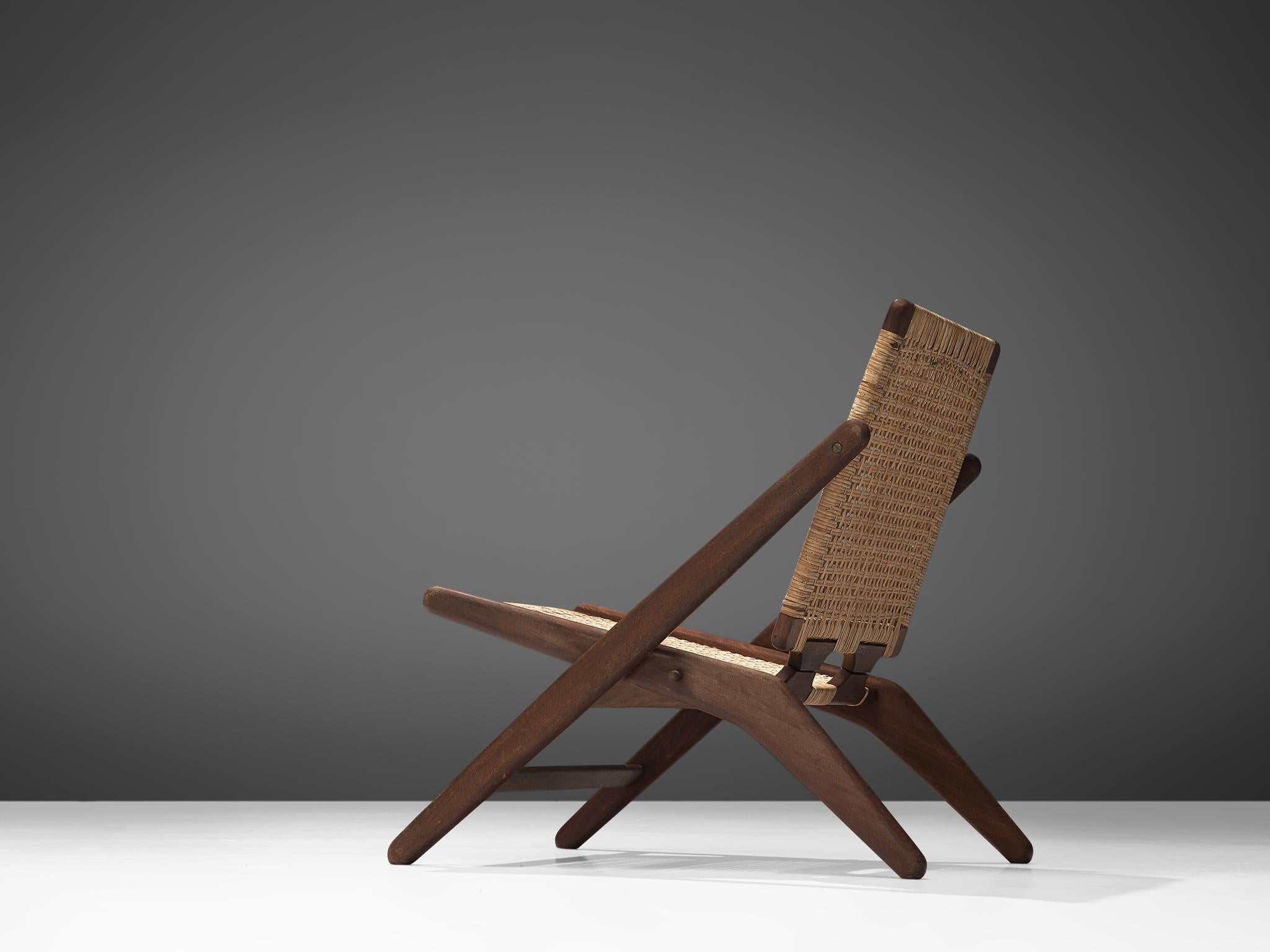 Mid-20th Century Danish Easy Chair in Wood and Wicker by Arne Hovmand-Olsen