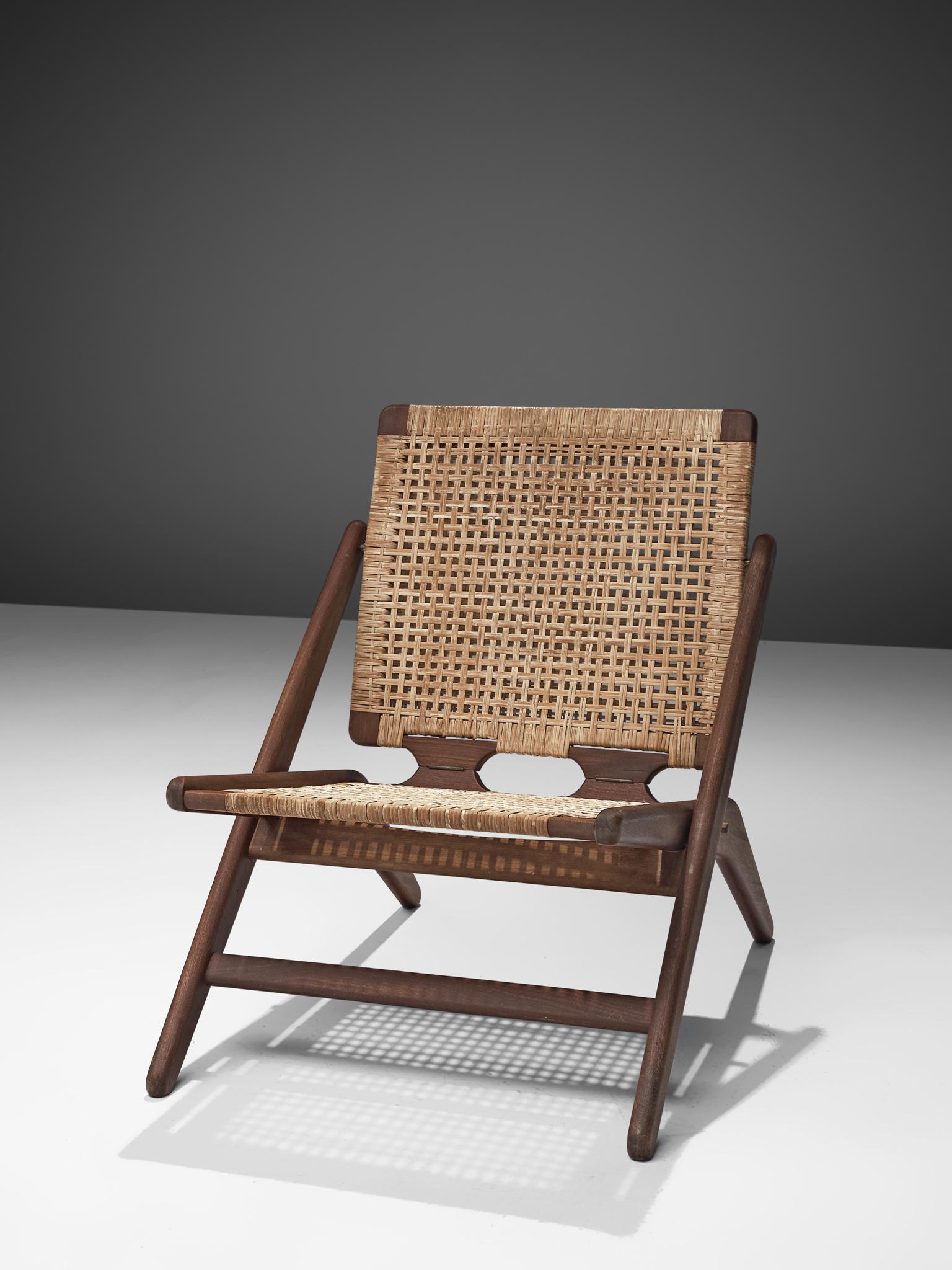 Danish Easy Chair in Wood and Wicker by Arne Hovmand-Olsen 1