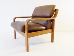 Danish Easy Chair Teak Leatherchair by L. Olsen & Son