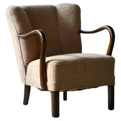 Butaca danesa con reposabrazos abiertos de Alfred Christensen, años 40