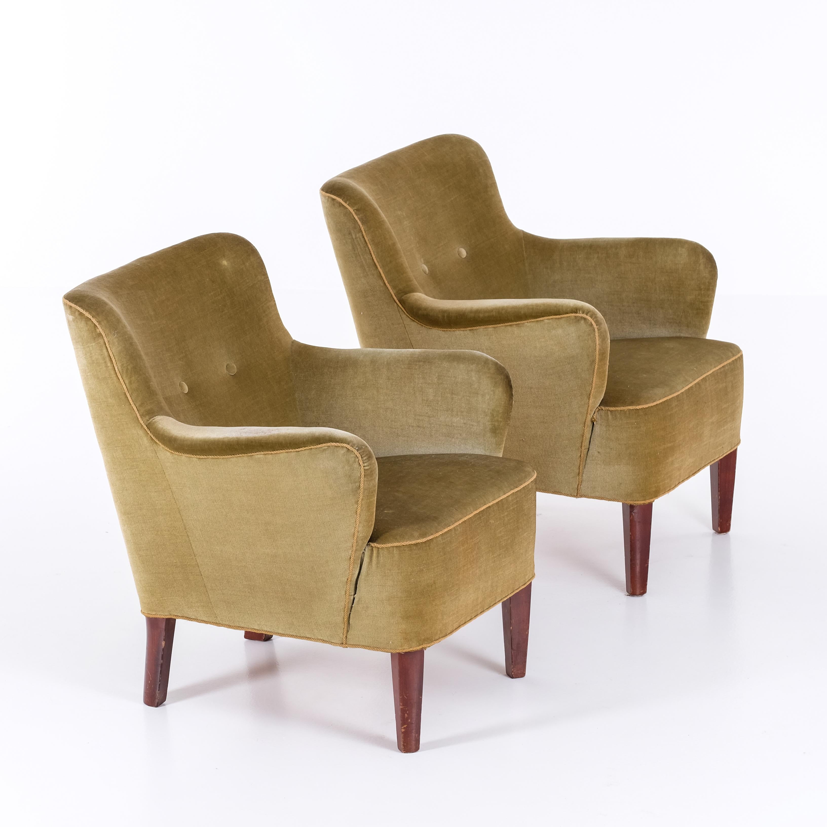 Scandinavian Modern Danish Easy Chairs, 1940s For Sale