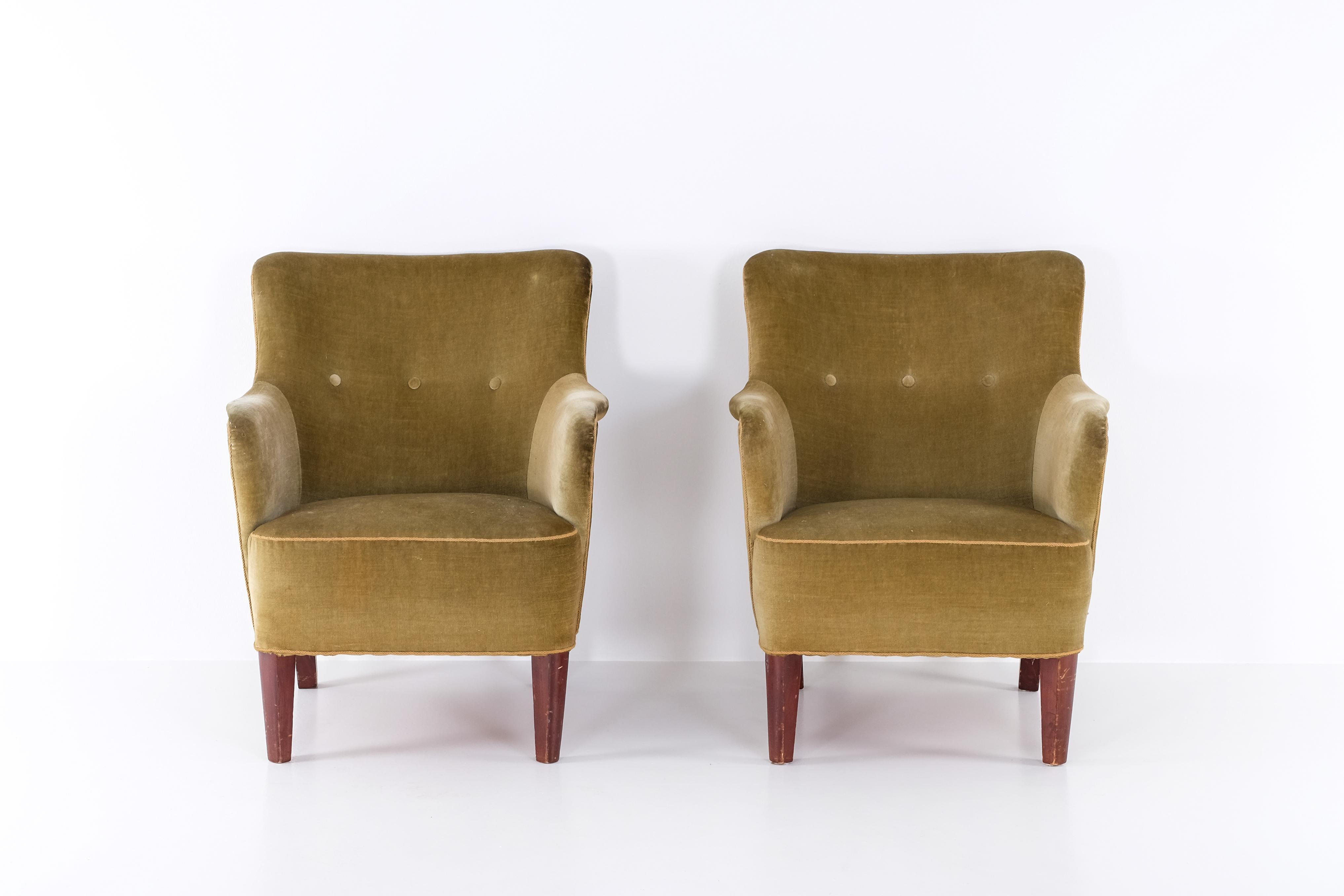 Swedish Danish Easy Chairs, 1940s For Sale