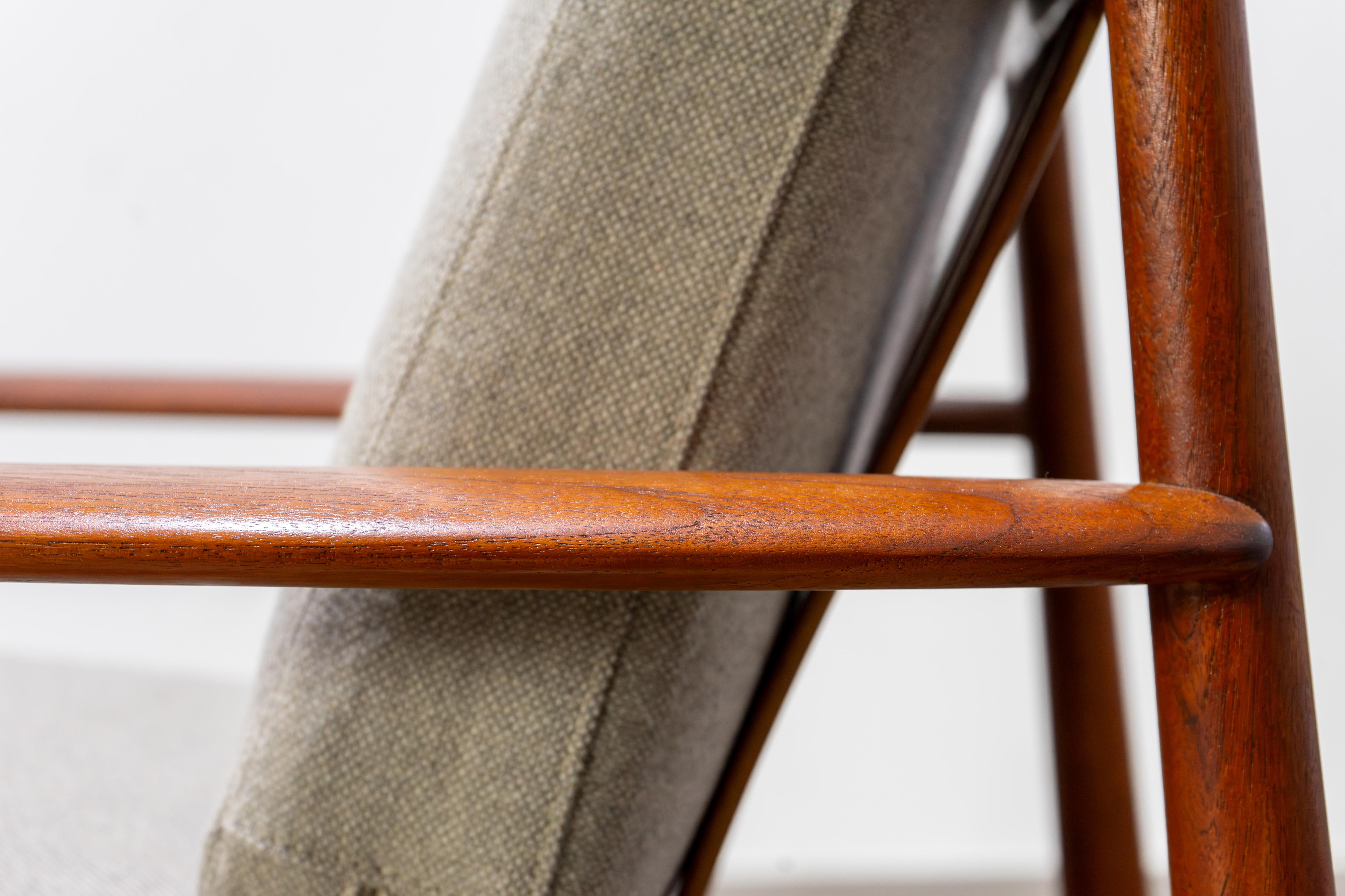 Scandinavian Modern Danish Easy Chairs by Grete Jalk France & Daverkosen, Teak and Kvadrat Fabric