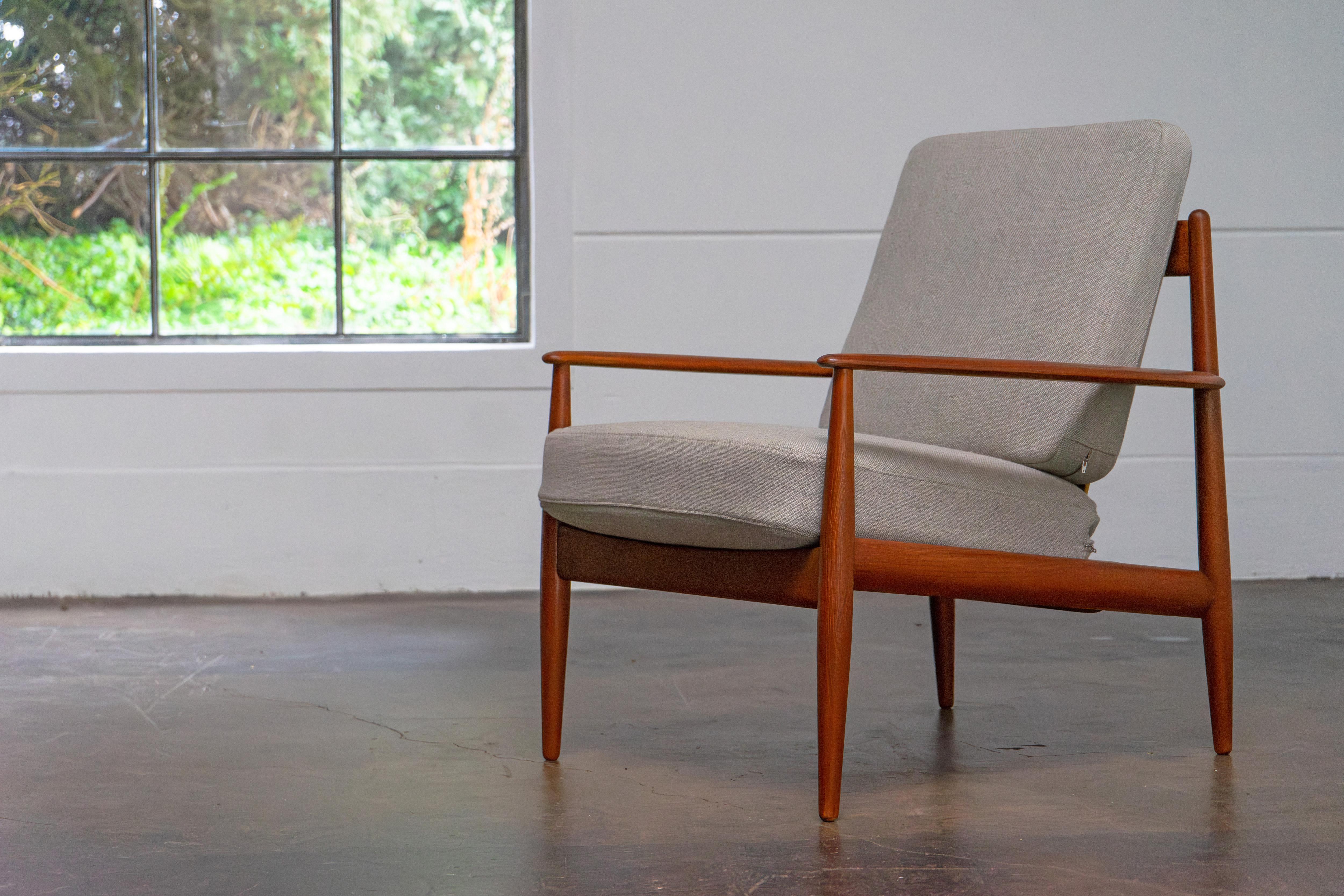 20th Century Danish Easy Chairs by Grete Jalk France & Daverkosen, Teak and Kvadrat Fabric