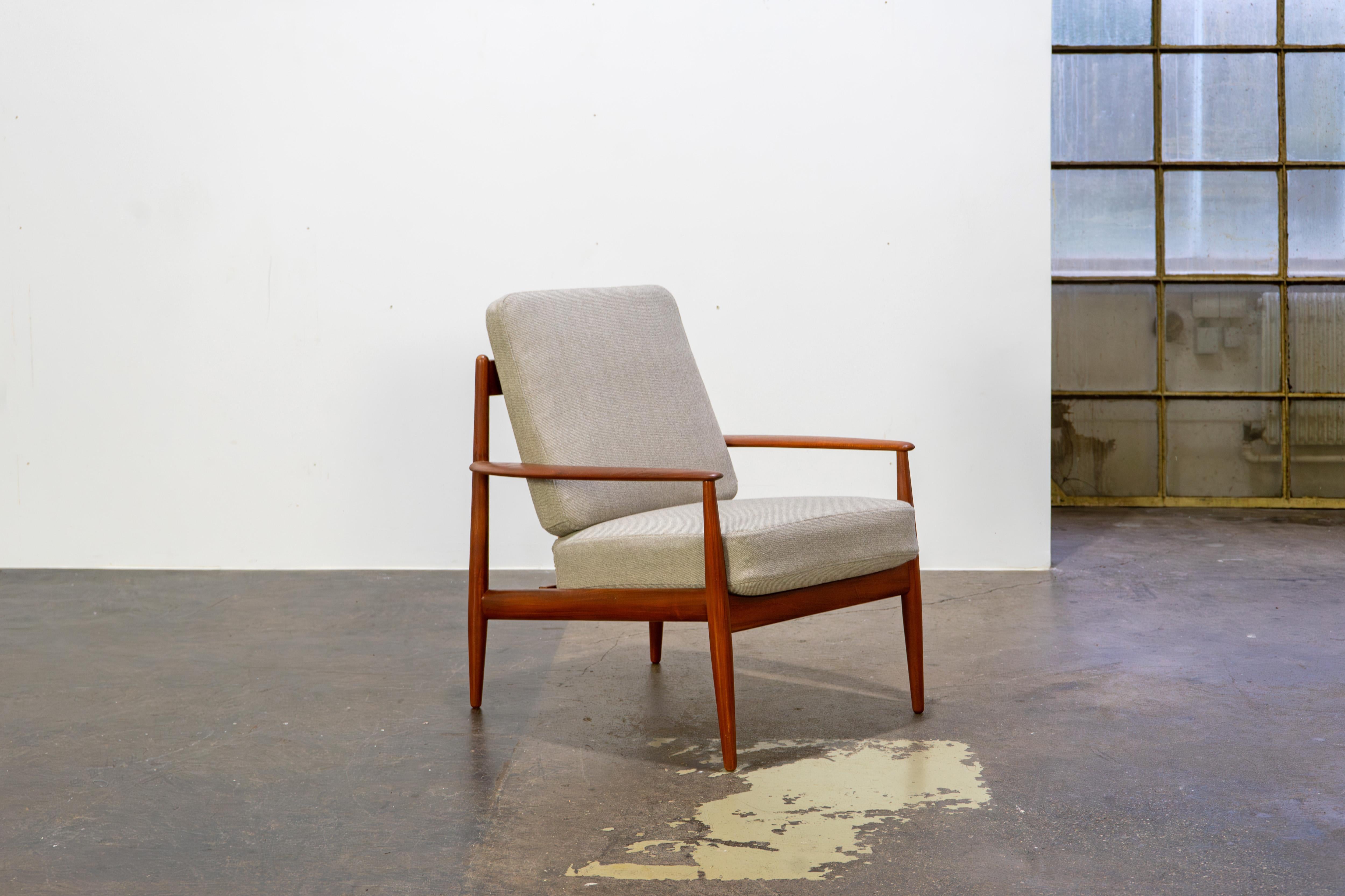 Danish Easy Chairs by Grete Jalk France & Daverkosen, Teak and Kvadrat Fabric 1