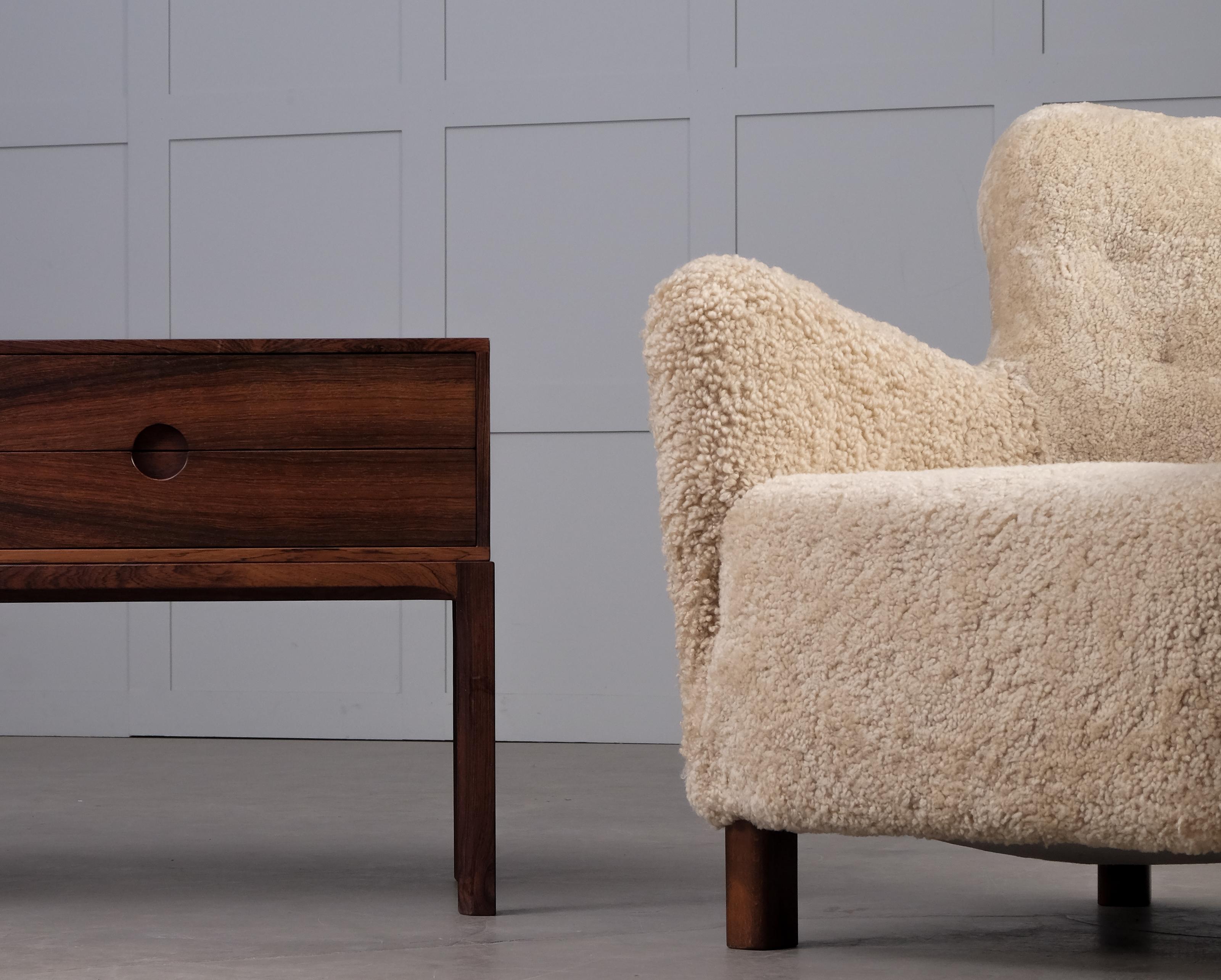 Danish Easy Chairs in Sheepskin, 1940s 4