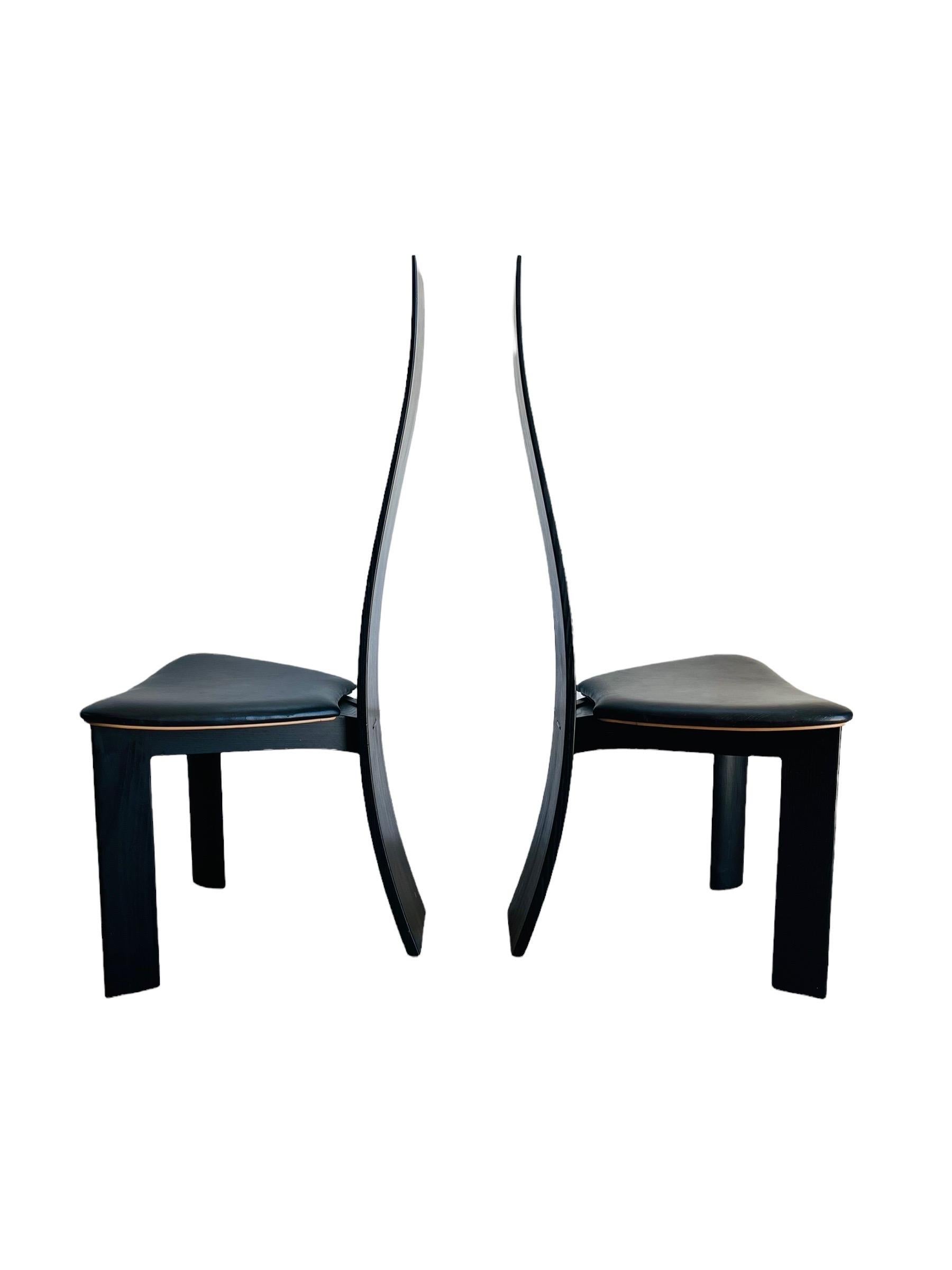 Mid-Century Modern Danish Ebonized Dining Chairs Designed by Bob & Dries Van Den Berghe For Sale