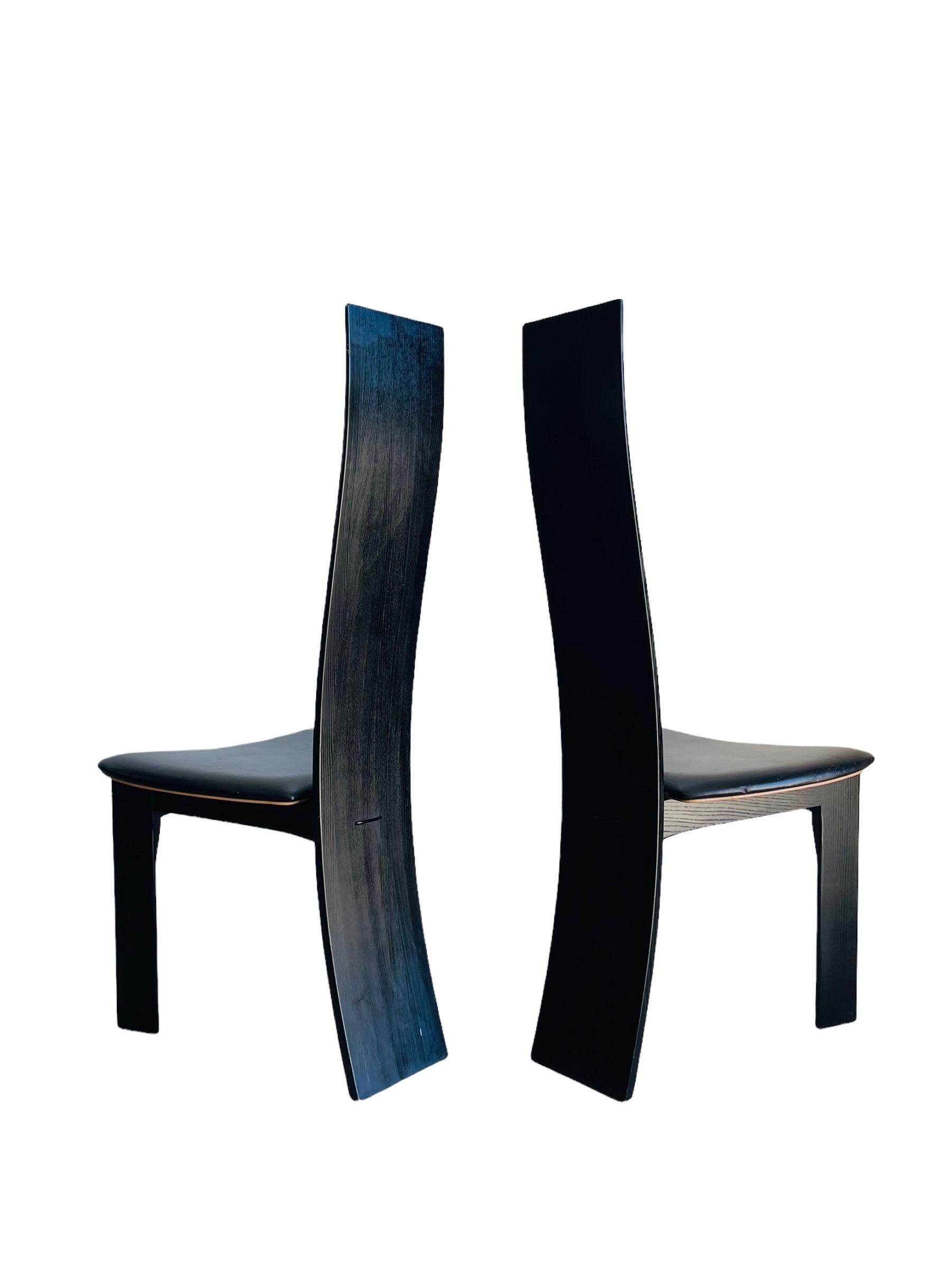 Danish Ebonized Dining Chairs Designed by Bob & Dries Van Den Berghe In Good Condition In Brooklyn, NY
